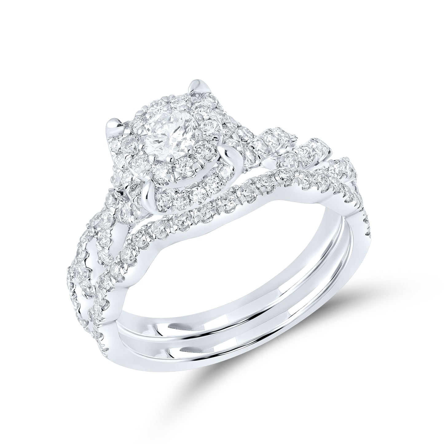 10kt white gold 1.29 CTW Natural Diamond Bridal ring set