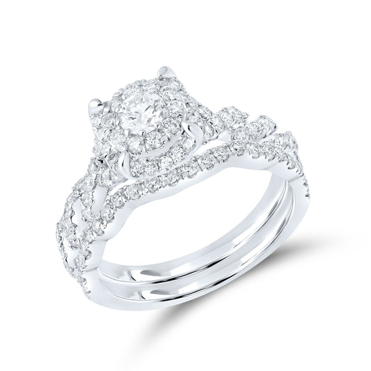 10kt white gold 1.29 CTW Natural Diamond Bridal ring set
