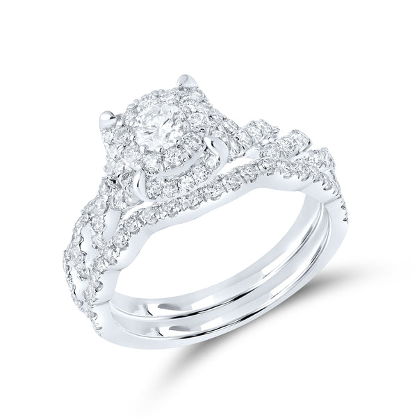 10kt white gold 1.29 CTW Natural Diamond Bridal ring set