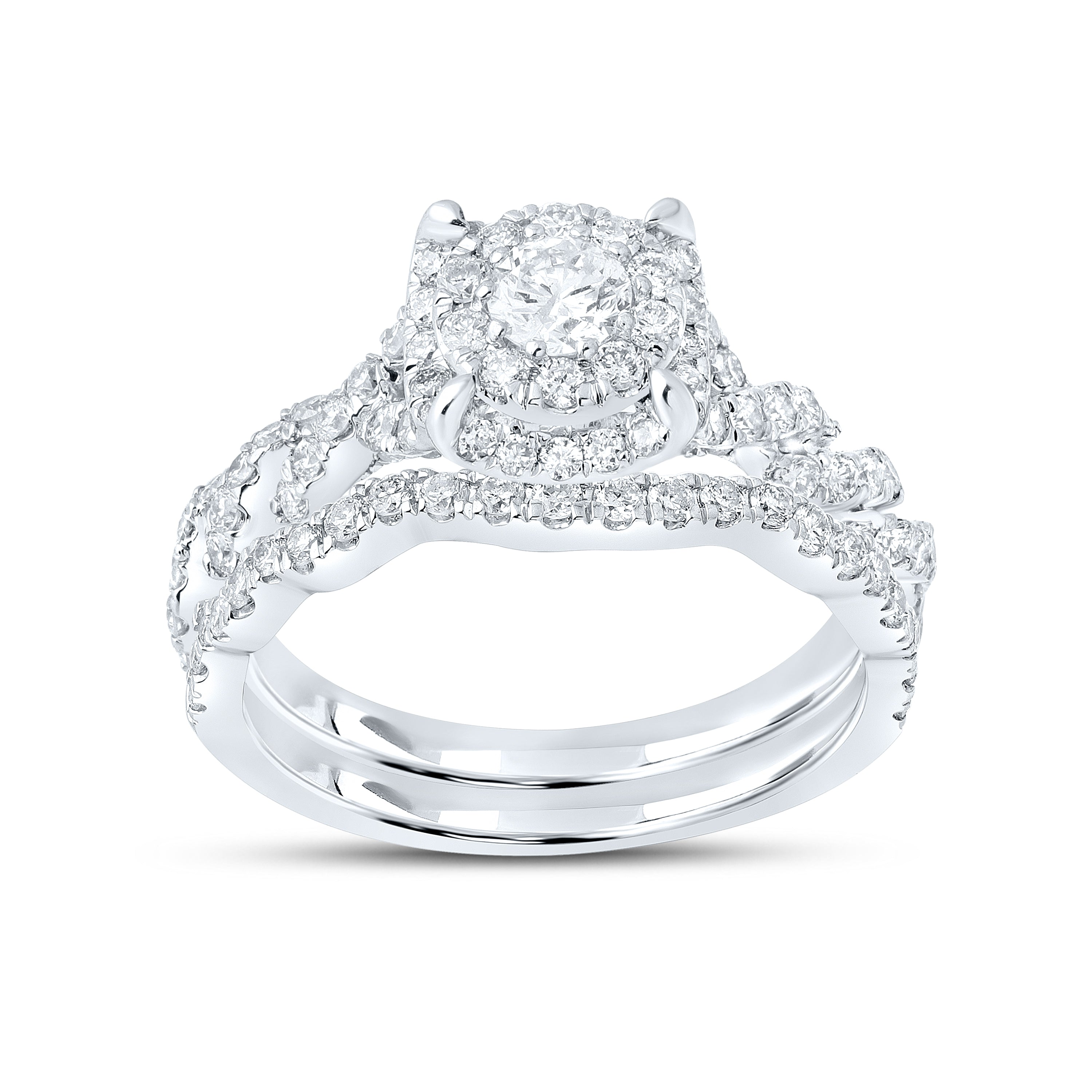 10kt white gold 1.29 CTW Natural Diamond Bridal ring set