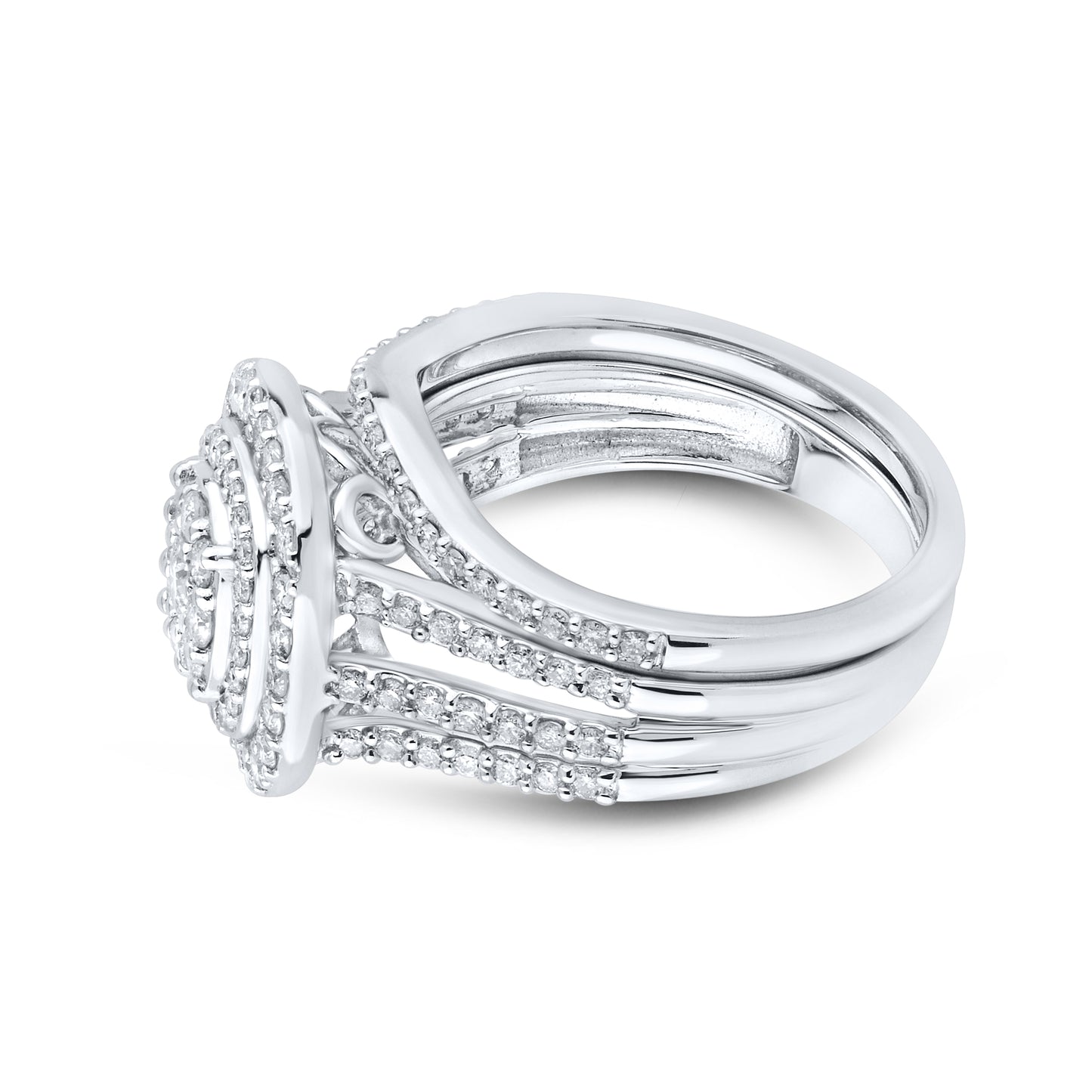 14kt White Gold 1.14 CTW Natural Diamond Bridal Ring Set