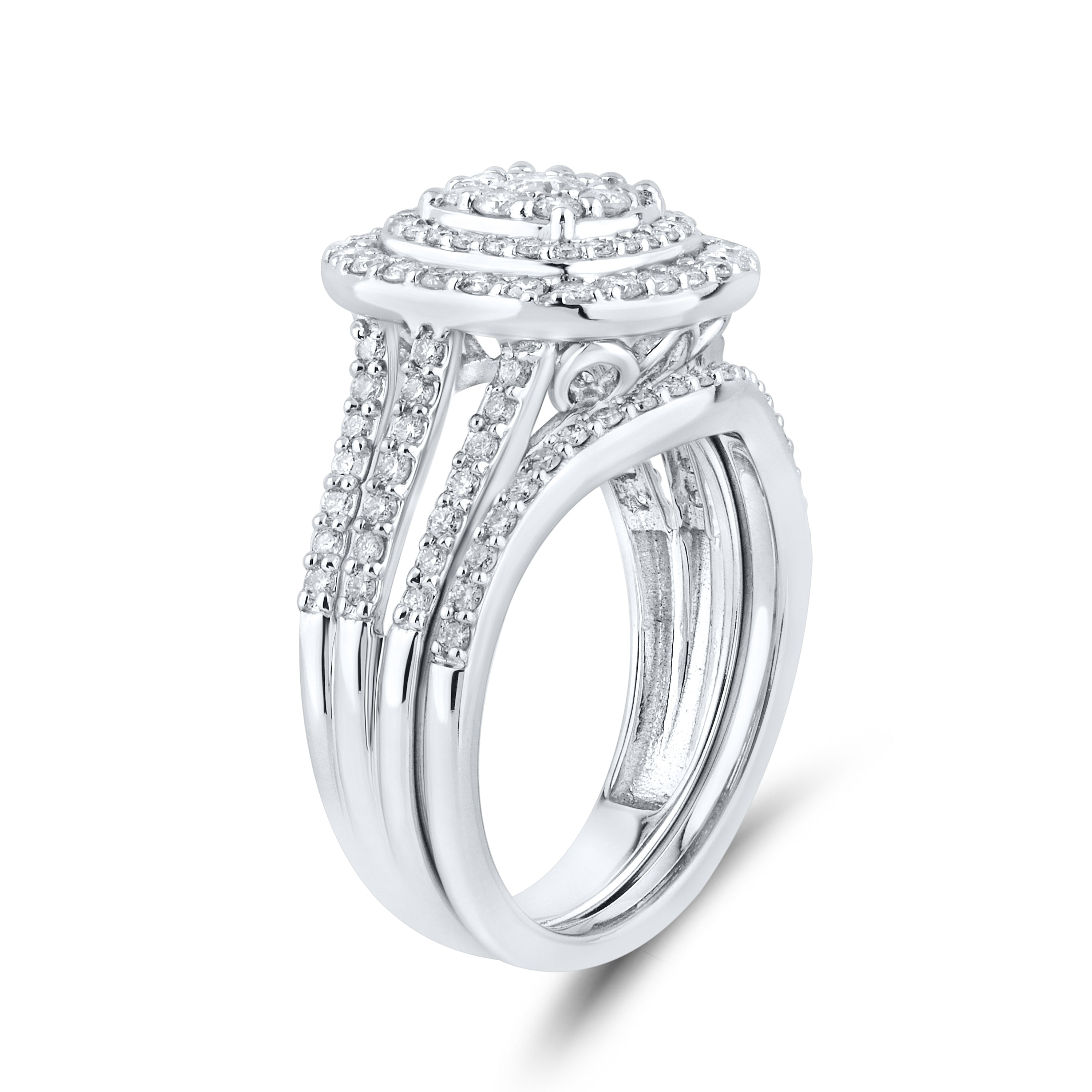 14kt White Gold 1.14 CTW Natural Diamond Bridal Ring Set