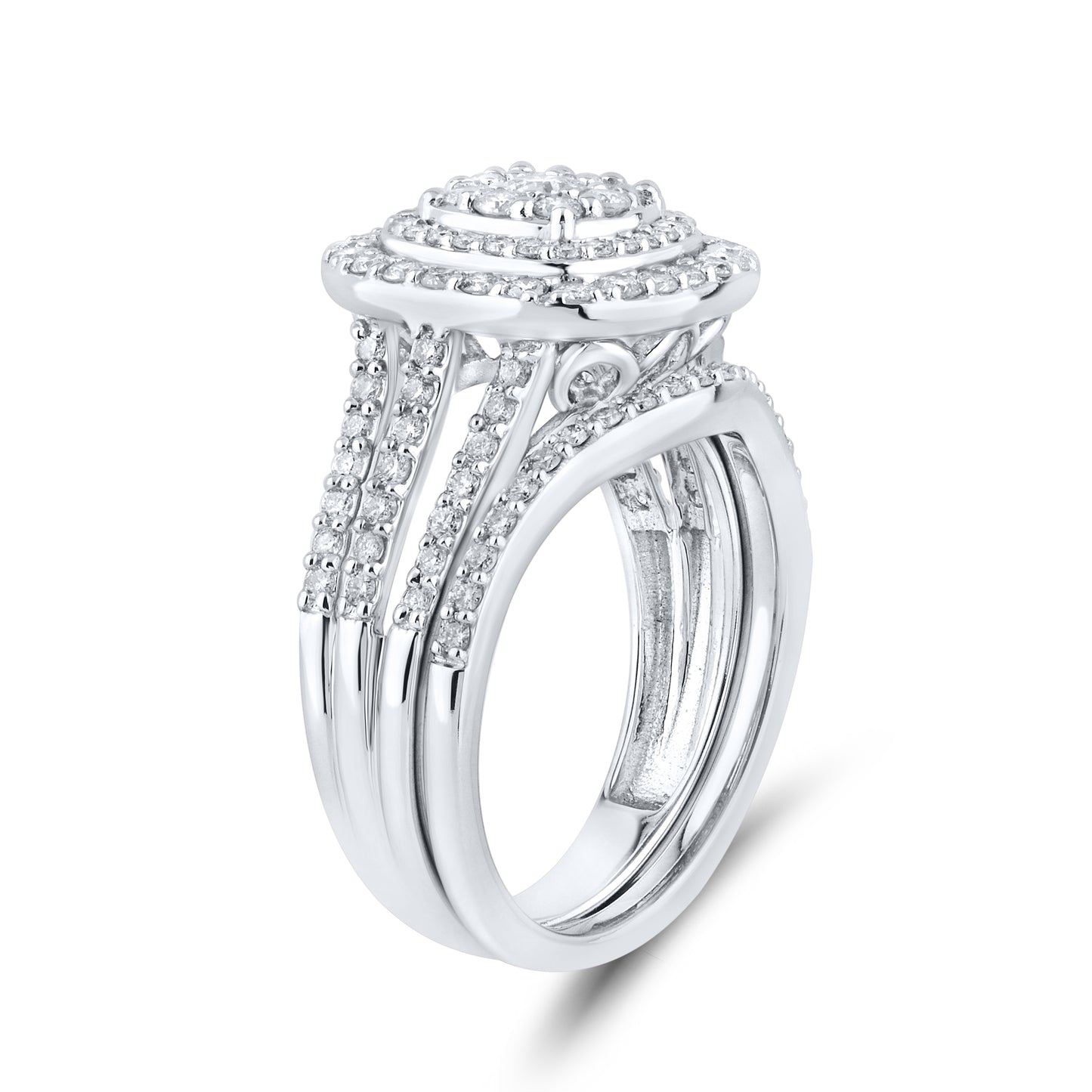 14kt White Gold 1.14 CTW Natural Diamond Bridal Ring Set