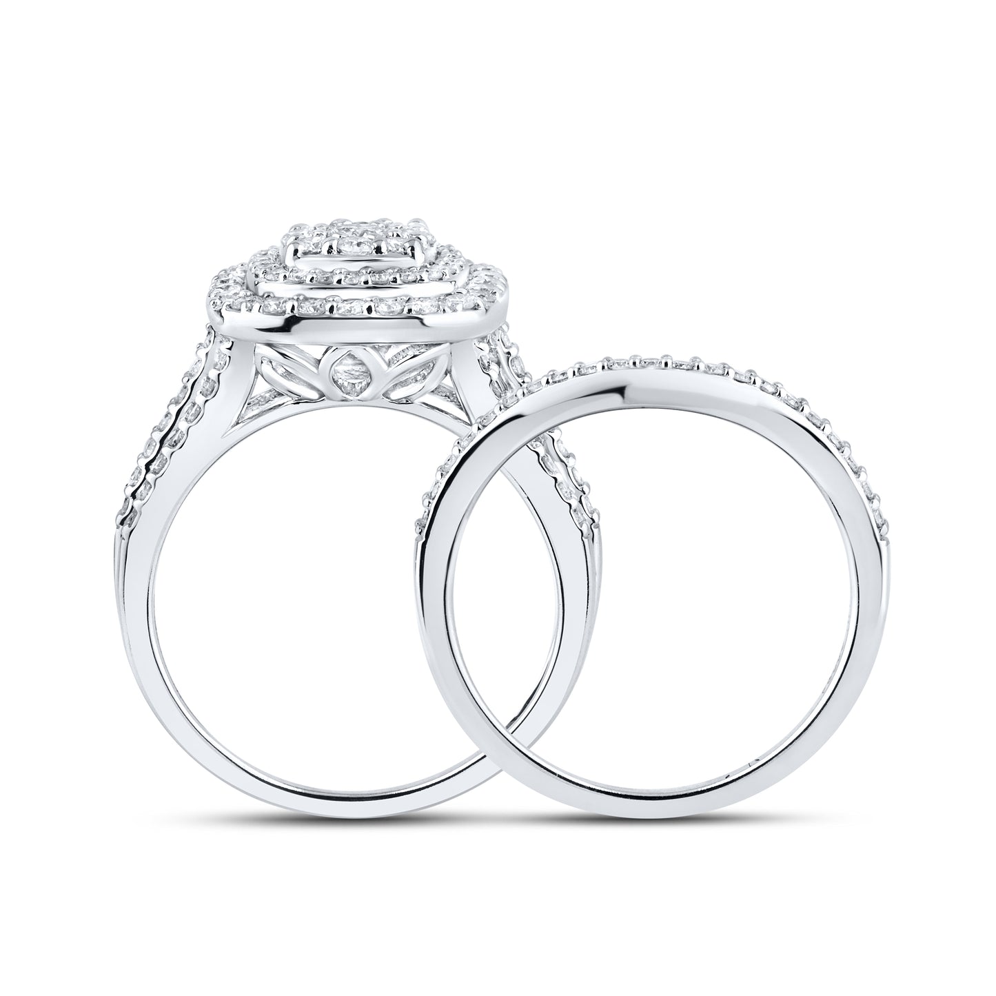 14kt White Gold 1.14 CTW Natural Diamond Bridal Ring Set