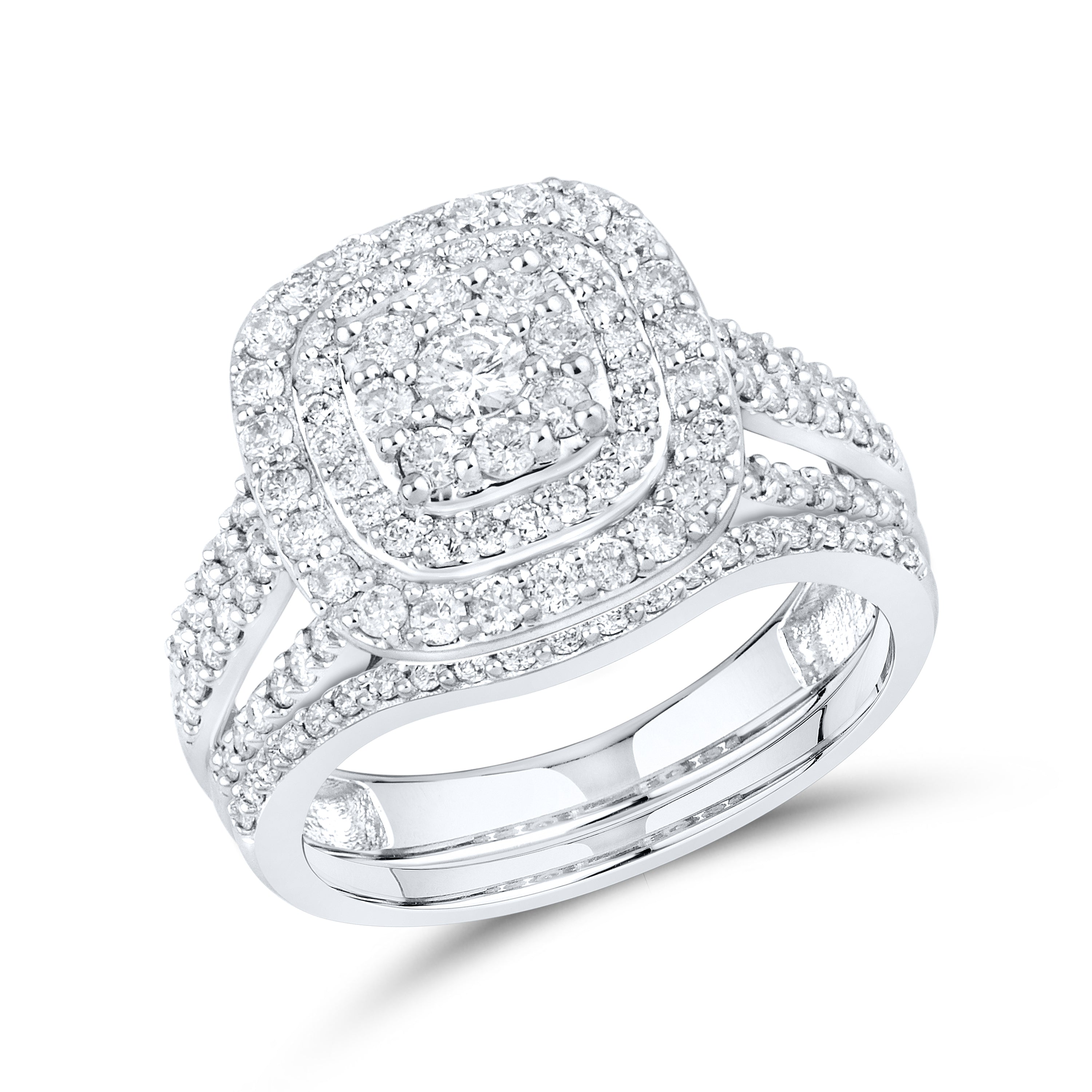14kt White Gold 1.14 CTW Natural Diamond Bridal Ring Set