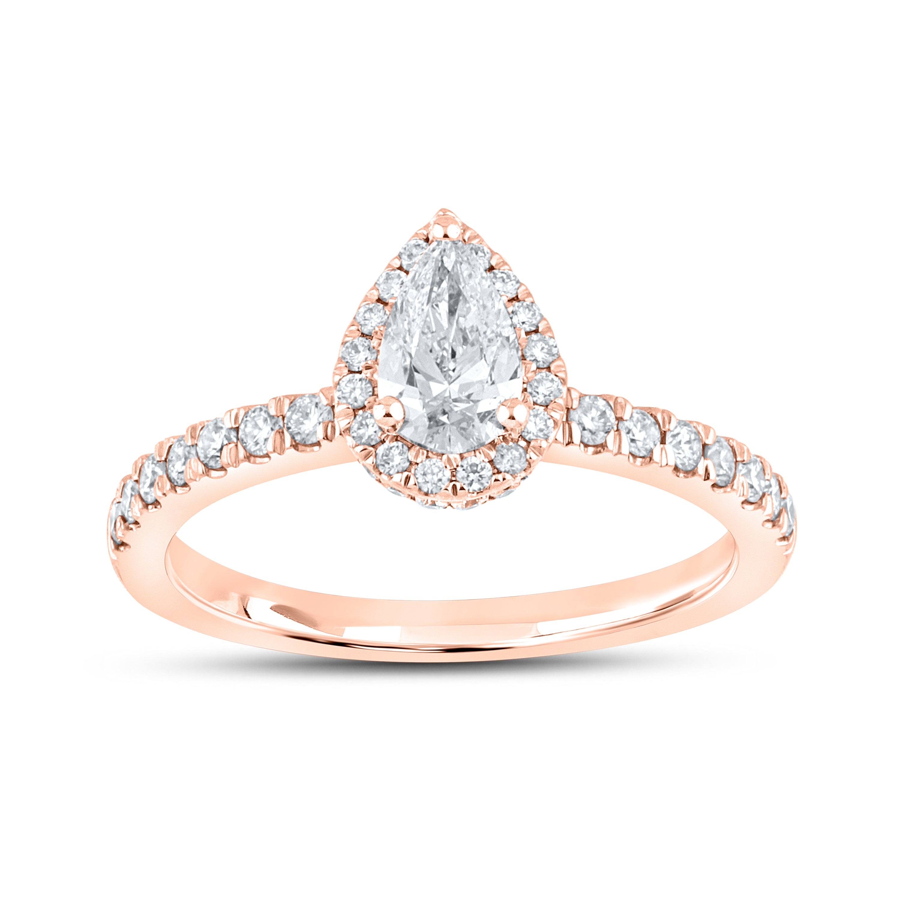 10KT ROSE GOLD 1.15 CTW PEAR SHAPE DIAMOND BRIDAL RING SET
