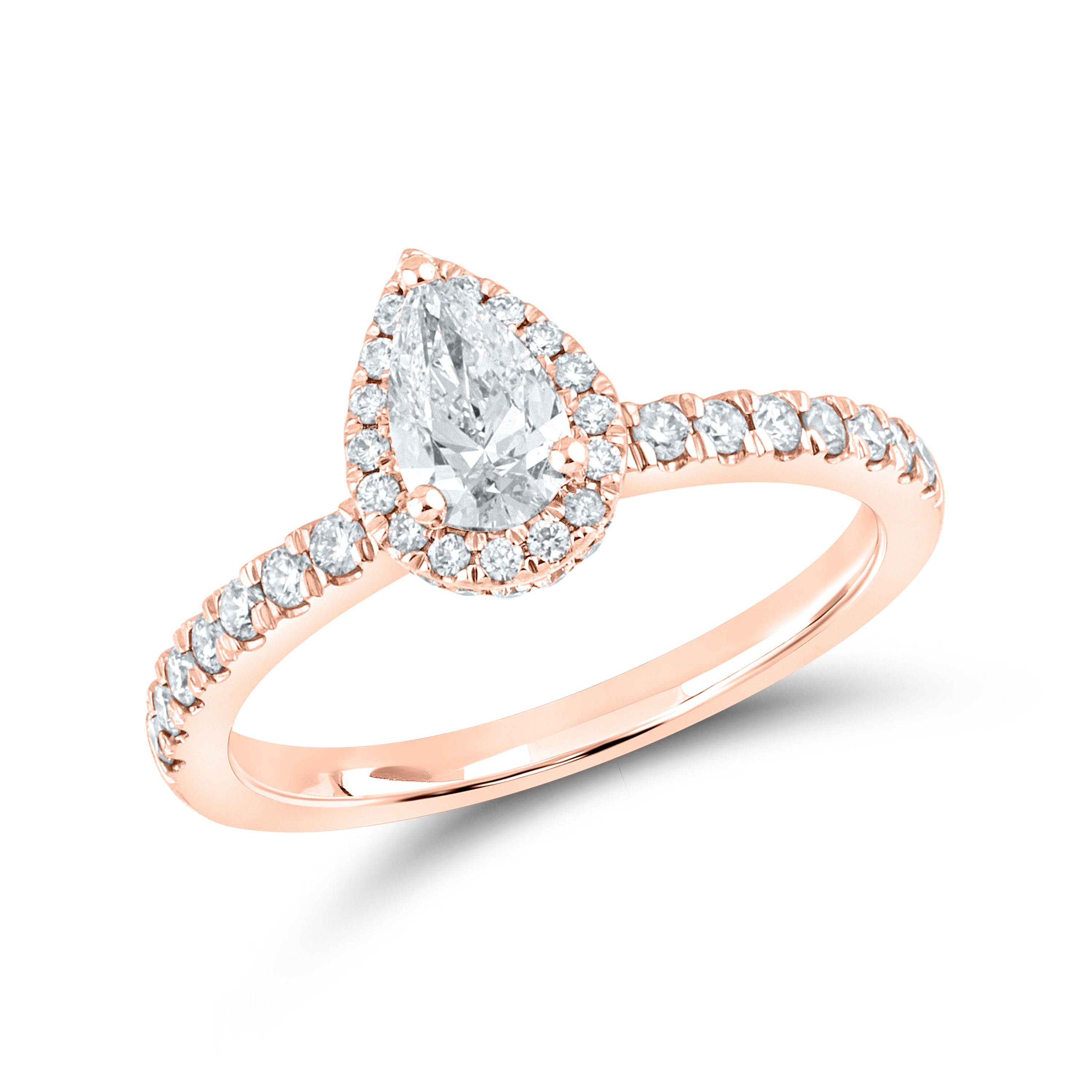 10KT ROSE GOLD 1.15 CTW PEAR SHAPE DIAMOND BRIDAL RING SET