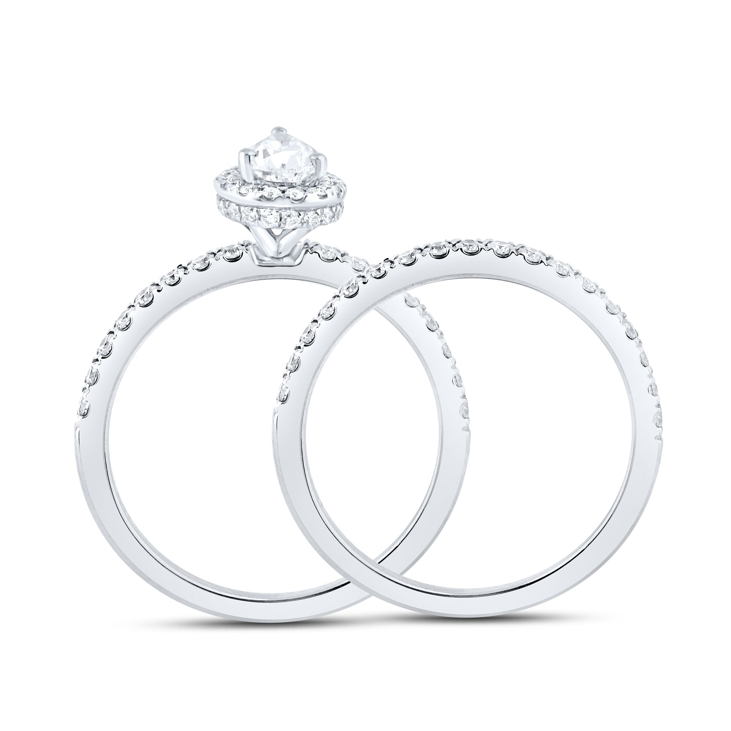 10KT WHITE GOLD 1.15 CTW PEAR SHAPE DIAMOND BRIDAL RING SET