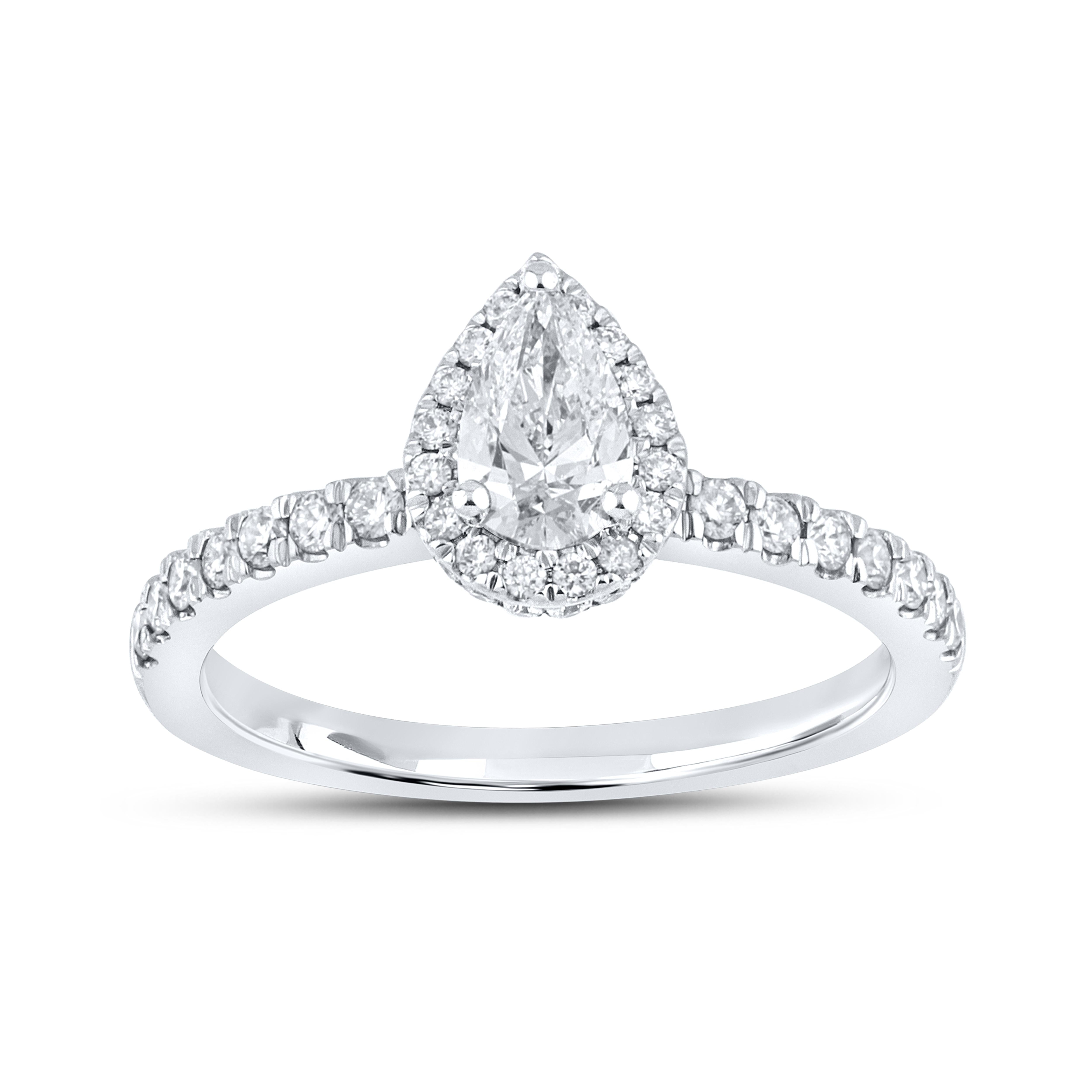 10KT WHITE GOLD 1.15 CTW PEAR SHAPE DIAMOND BRIDAL RING SET