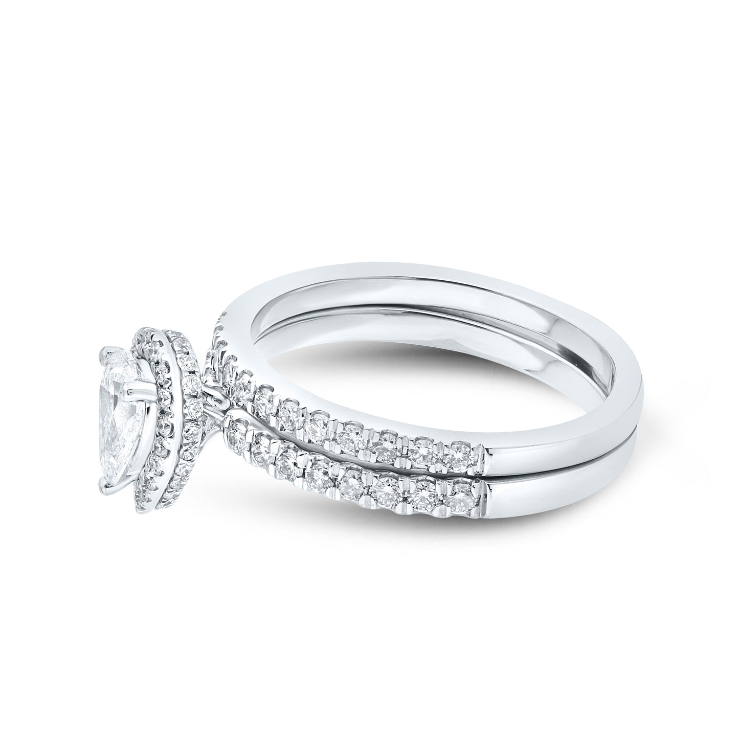10KT WHITE GOLD 1.15 CTW PEAR SHAPE DIAMOND BRIDAL RING SET