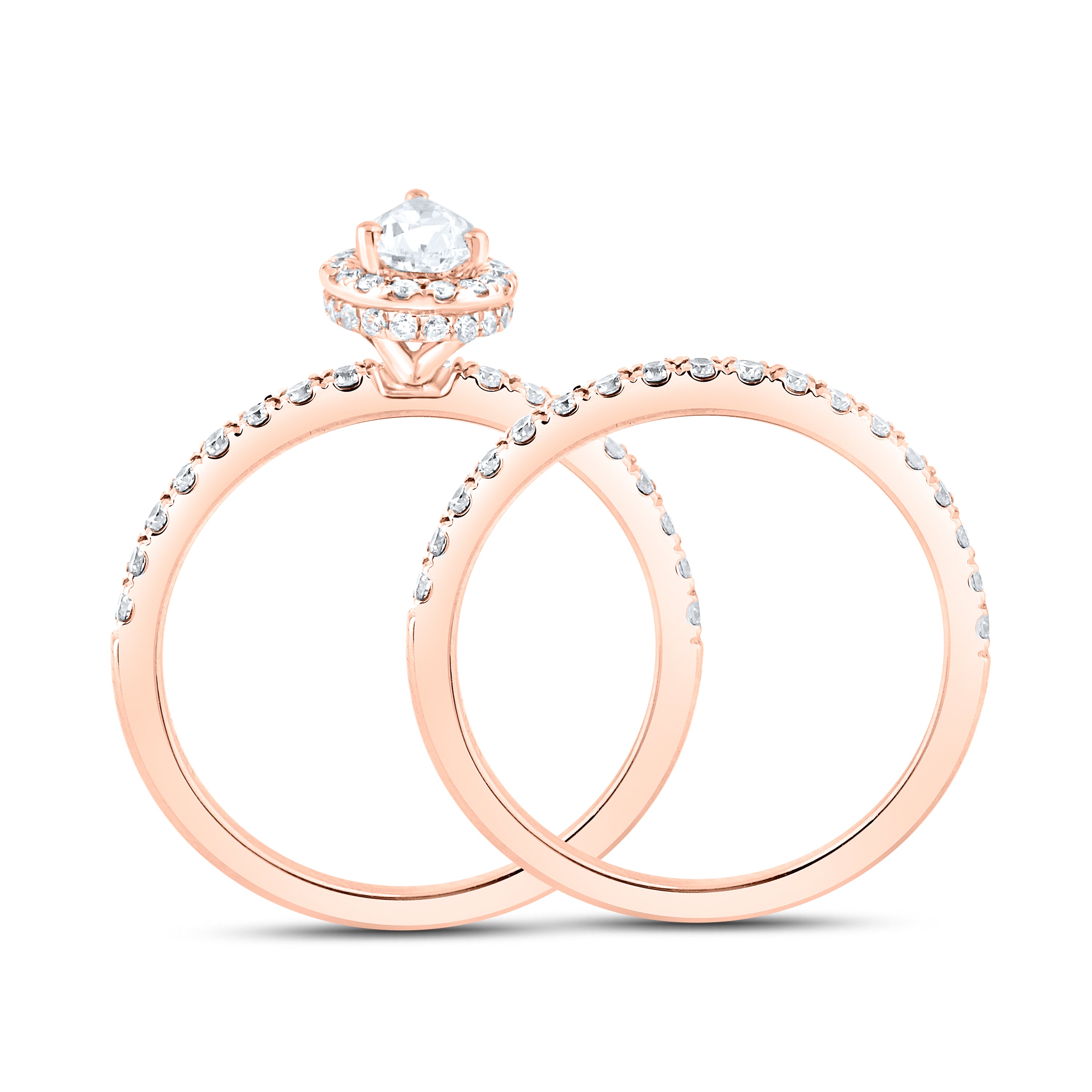 10KT ROSE GOLD 1.15 CTW PEAR SHAPE DIAMOND BRIDAL RING SET