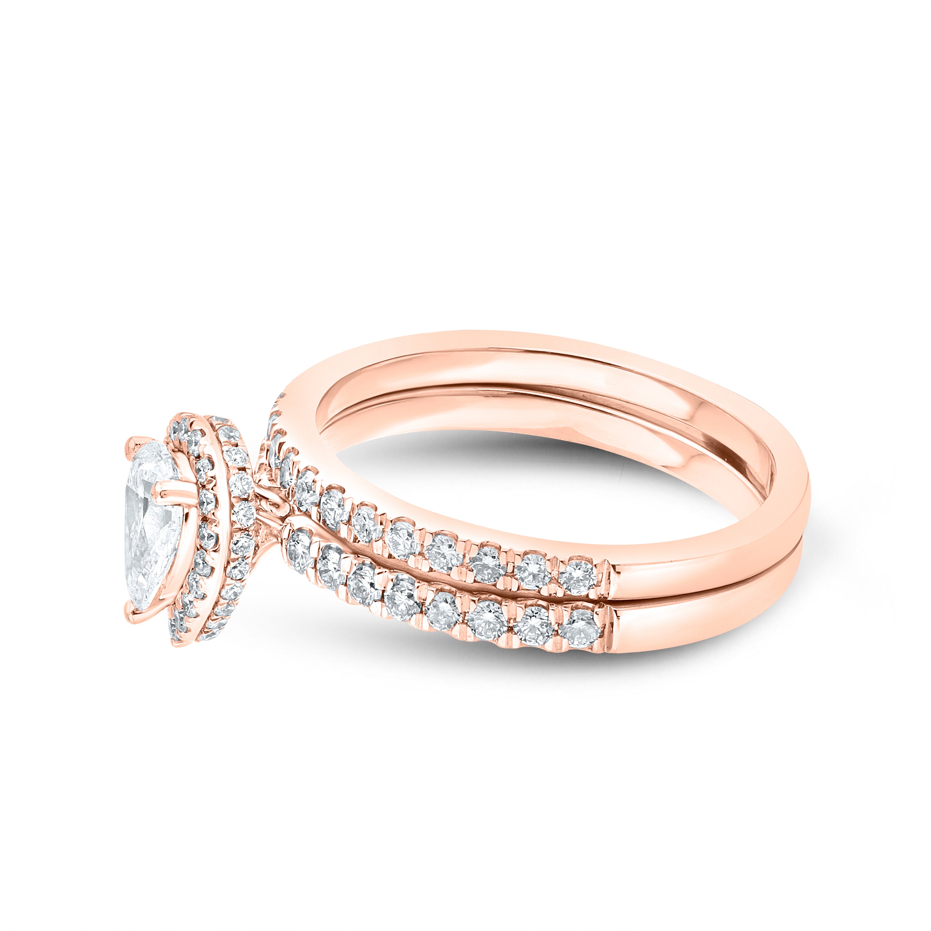 10KT ROSE GOLD 1.15 CTW PEAR SHAPE DIAMOND BRIDAL RING SET