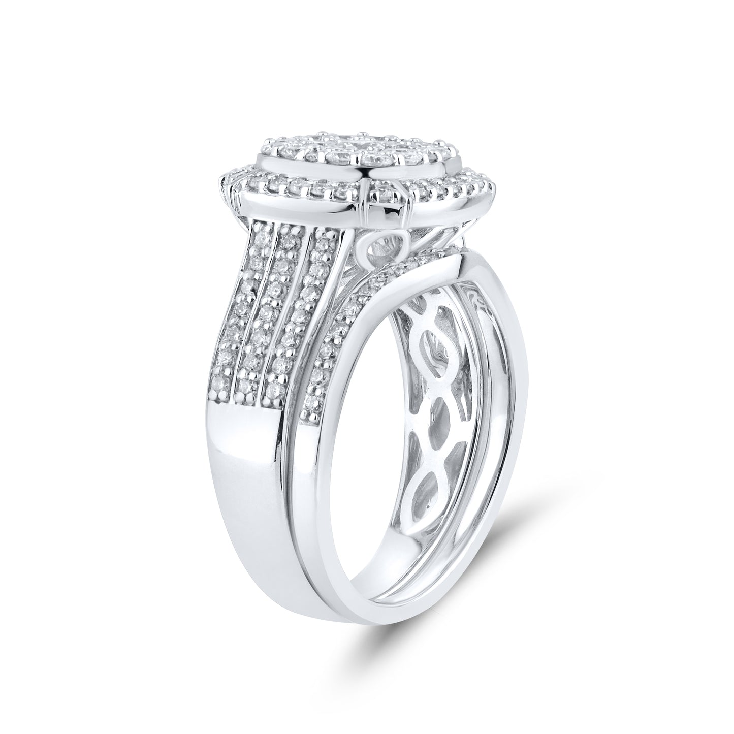 14kt White Gold 1.13 CTW Natural Diamond Bridal Ring Set