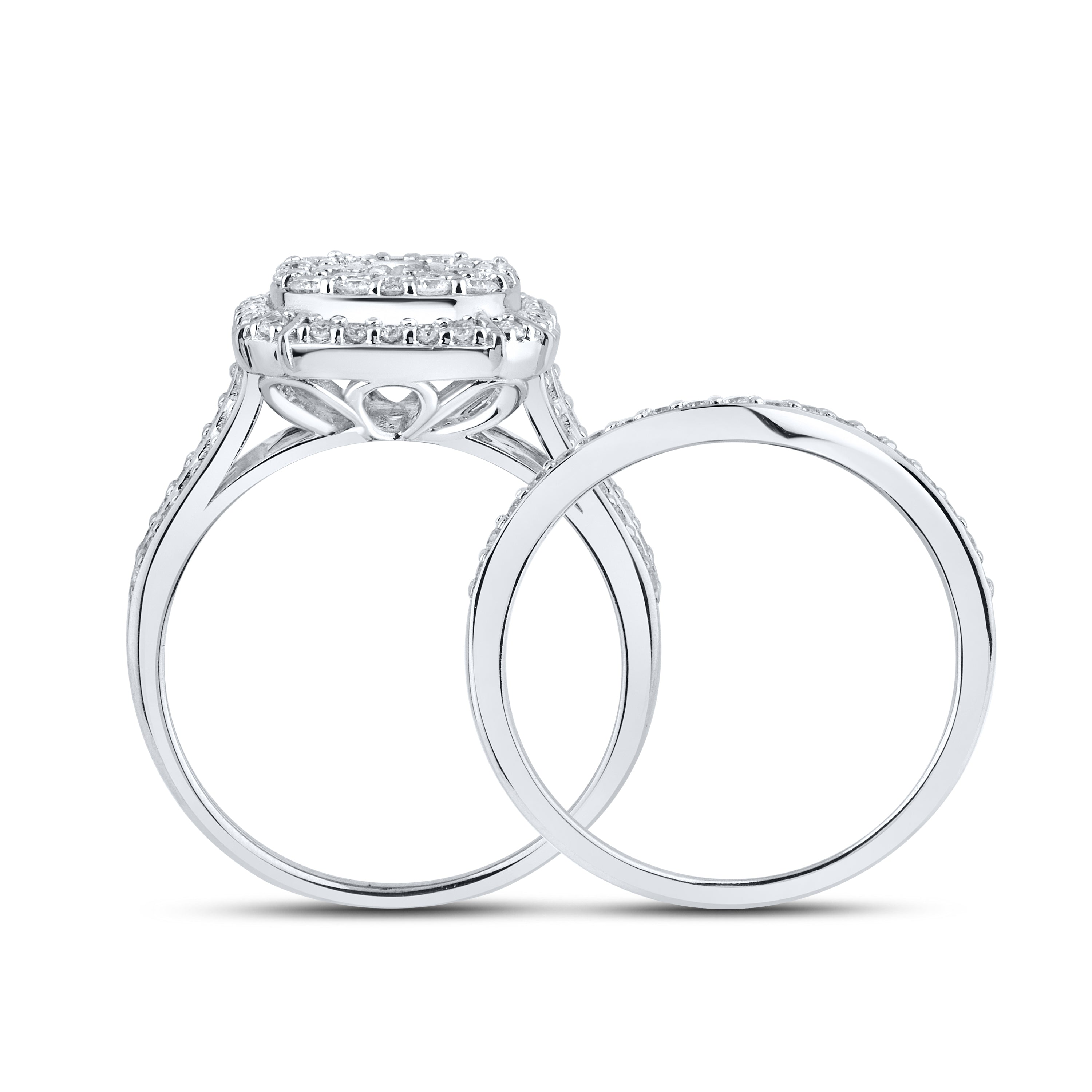 14kt White Gold 1.13 CTW Natural Diamond Bridal Ring Set