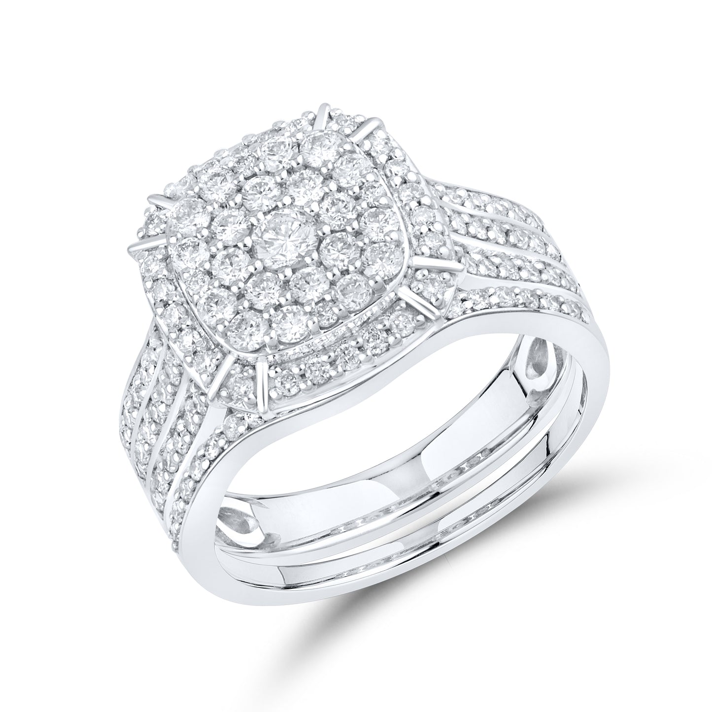 14kt White Gold 1.13 CTW Natural Diamond Bridal Ring Set