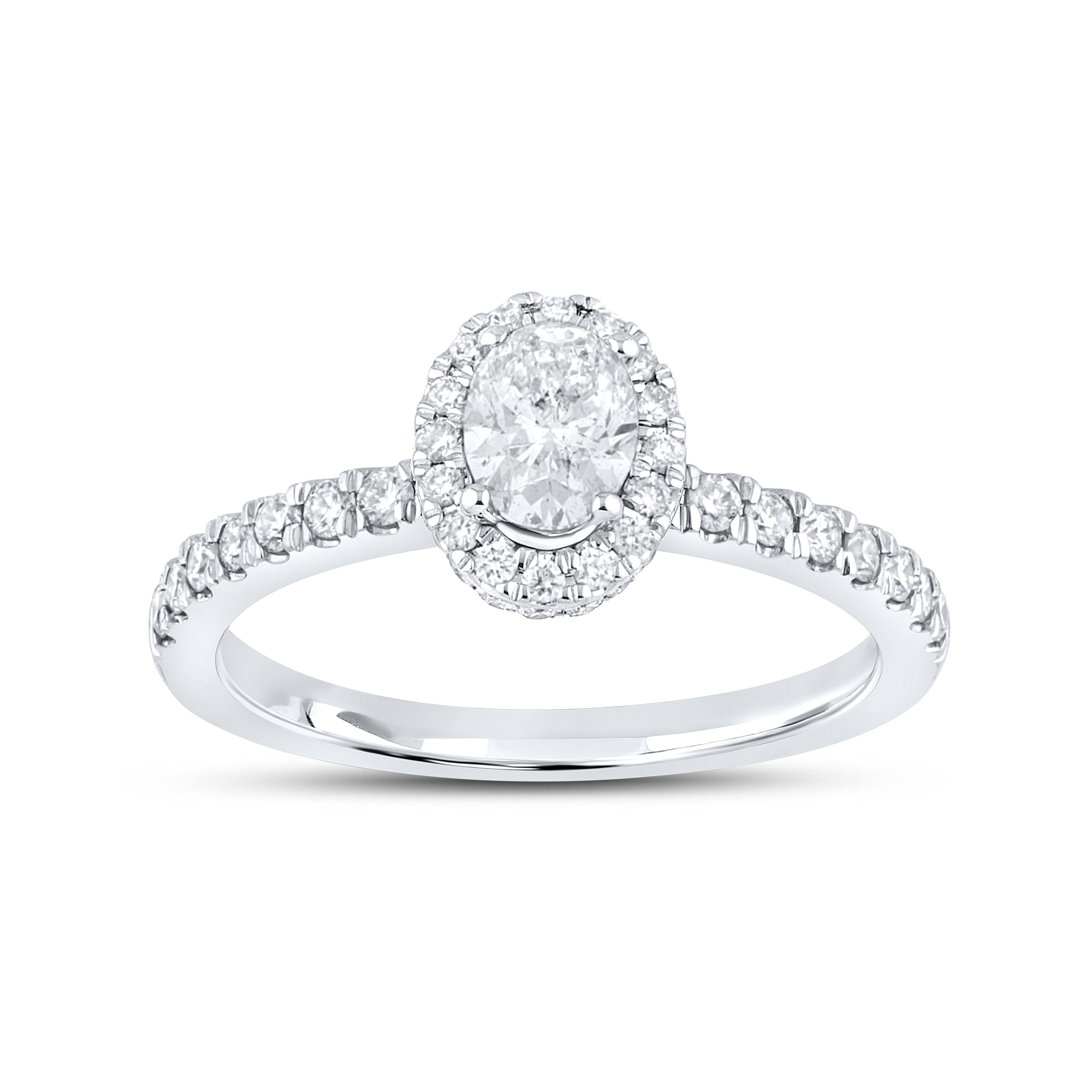 10k White Gold 1.14 CTW OVAL SHAPE Diamond Bridal Ring Set