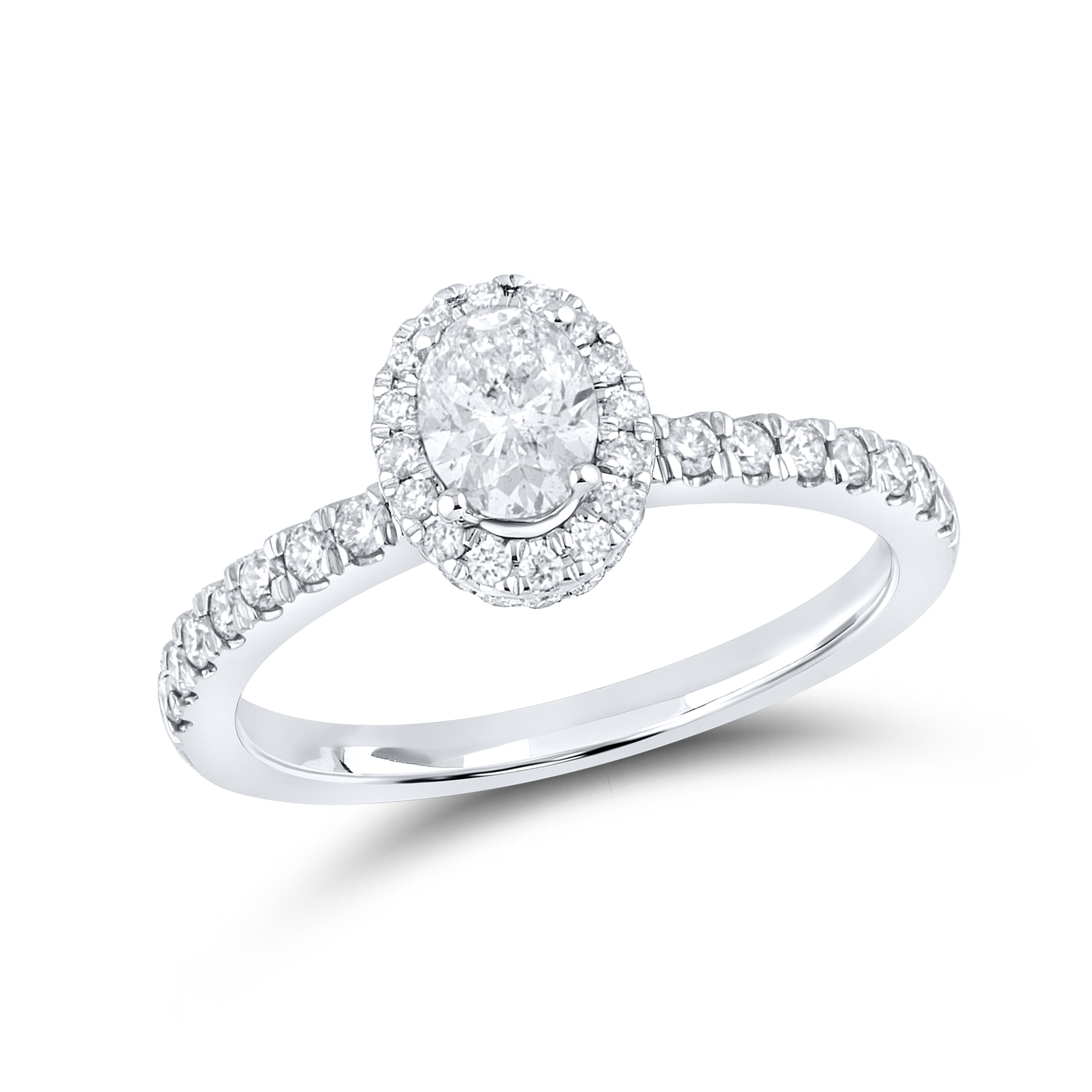 10k White Gold 1.14 CTW OVAL SHAPE Diamond Bridal Ring Set