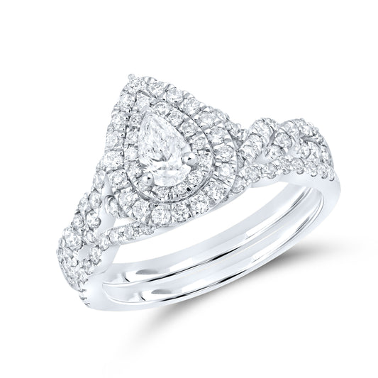 14KT WHITE GOLD 1.11 CTW Pear Shape Bridal ring set
