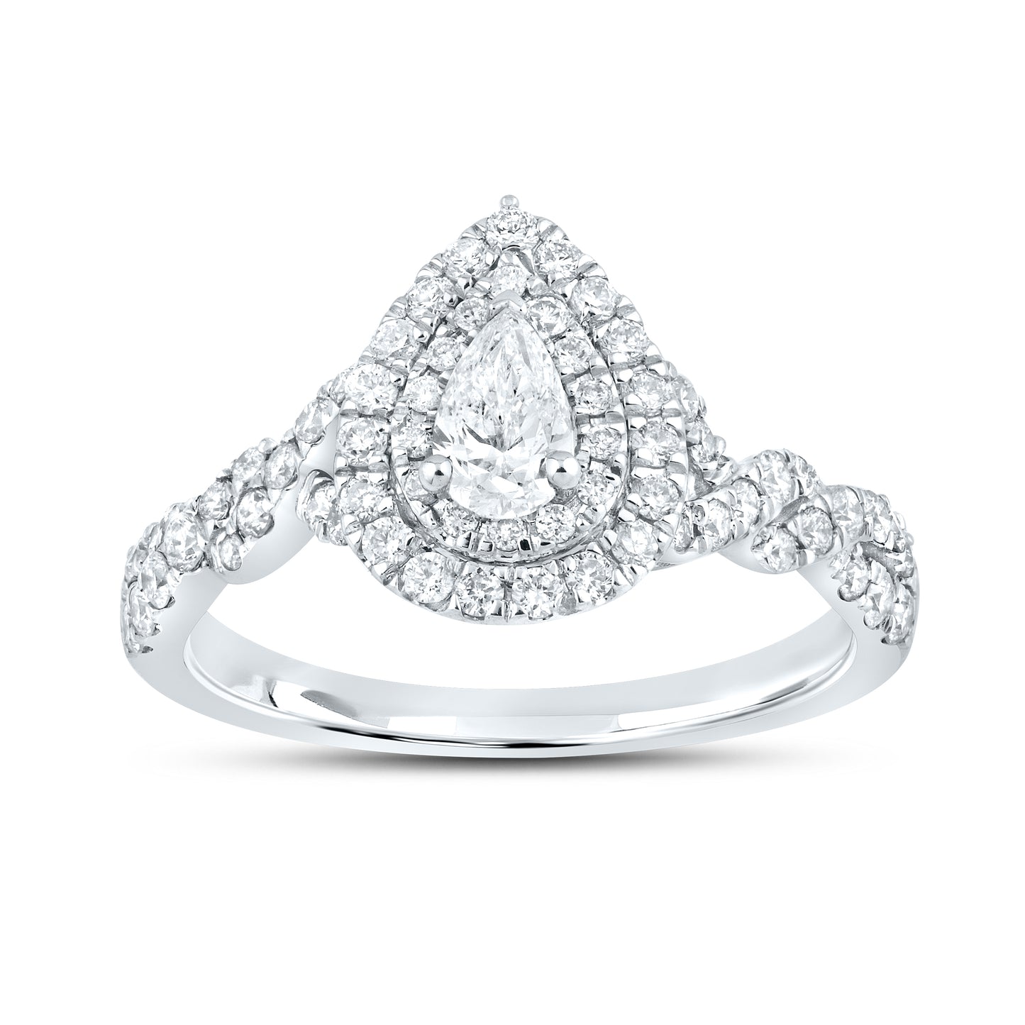 14KT WHITE GOLD 1.11 CTW Pear Shape Bridal ring set