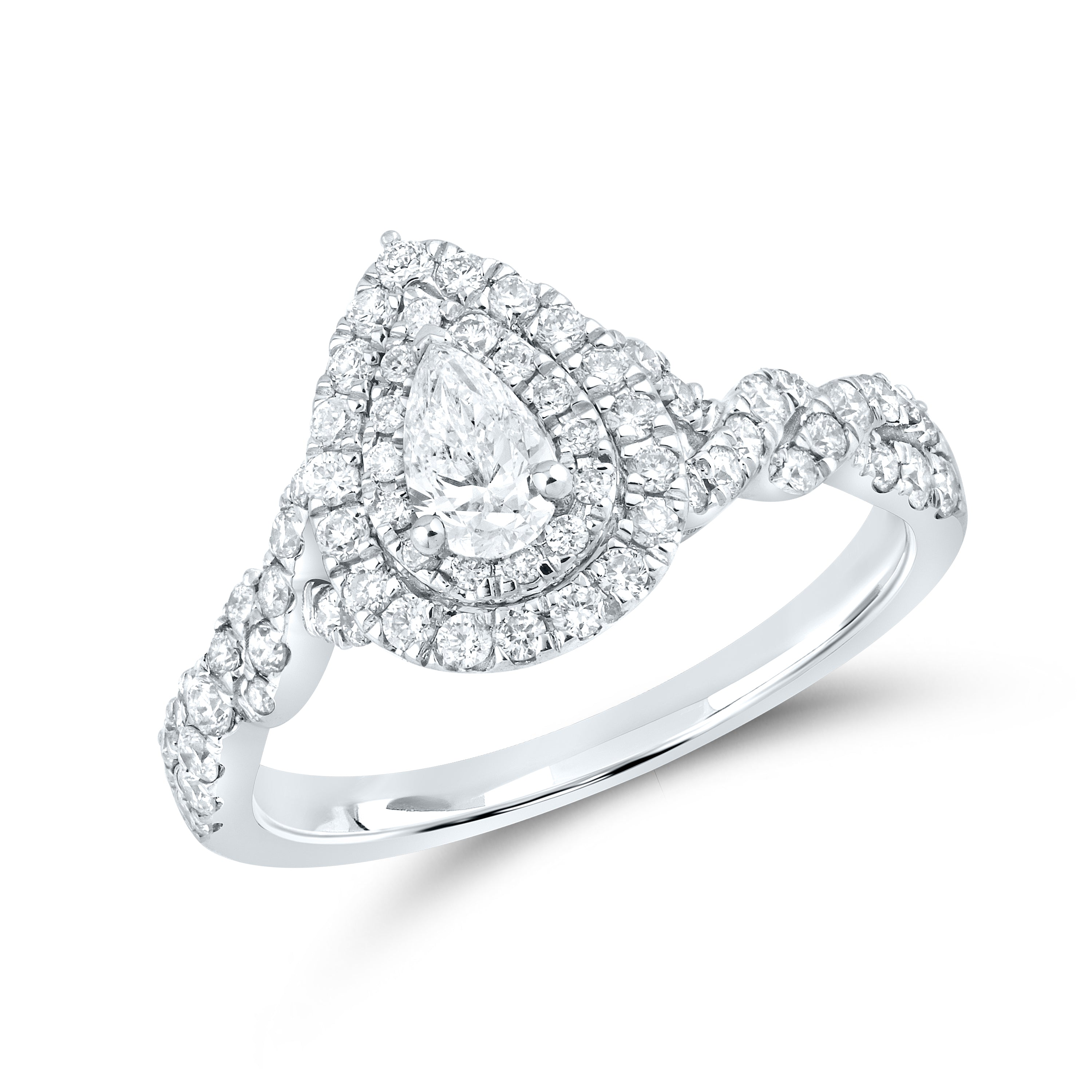 14KT WHITE GOLD 1.11 CTW Pear Shape Bridal ring set