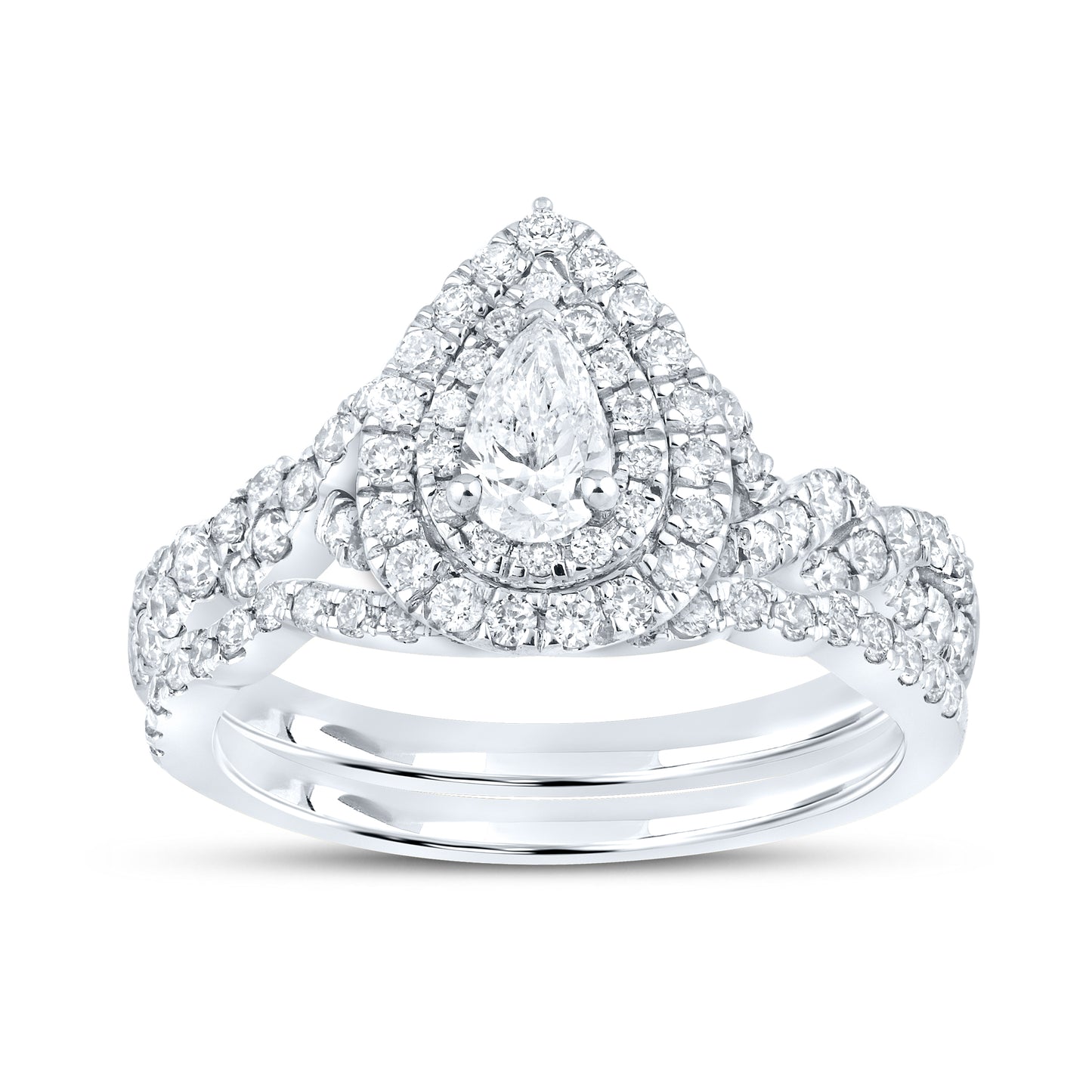 14KT WHITE GOLD 1.11 CTW Pear Shape Bridal ring set