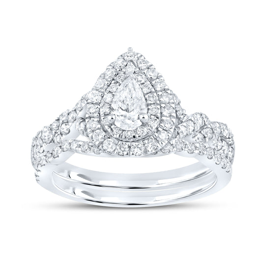 14KT WHITE GOLD 1.11 CTW Pear Shape Bridal ring set