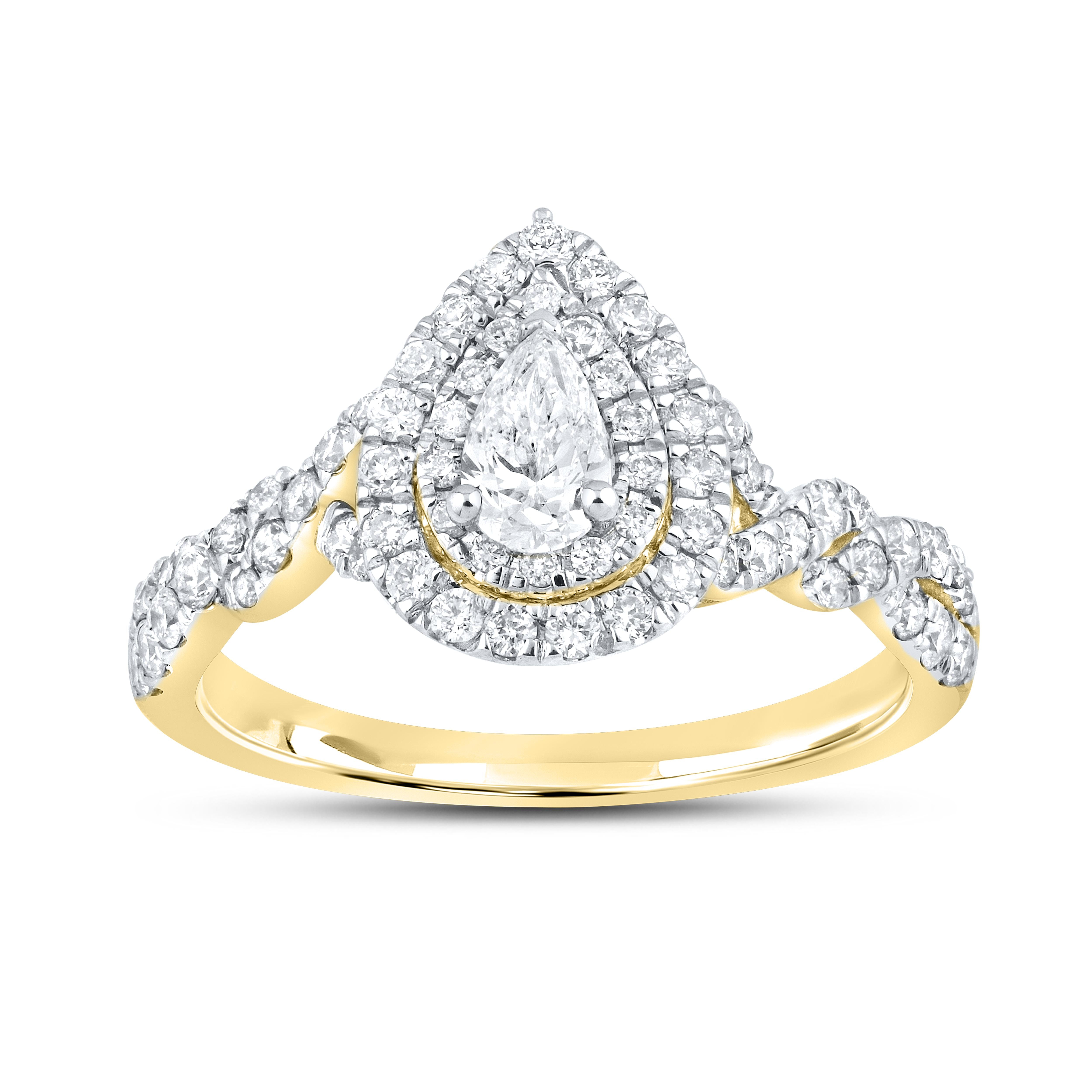 10KT YELLOW GOLD 1.03 CTW Pear Shape Bridal ring set