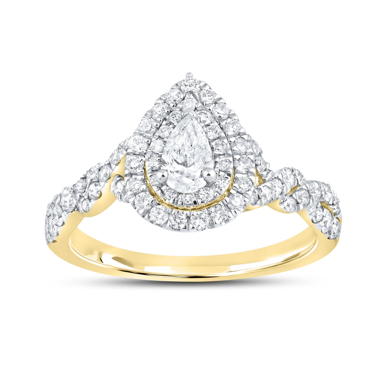 10k YELLOW GOLD 1.10 CTW Pear Shape Bridal ring set