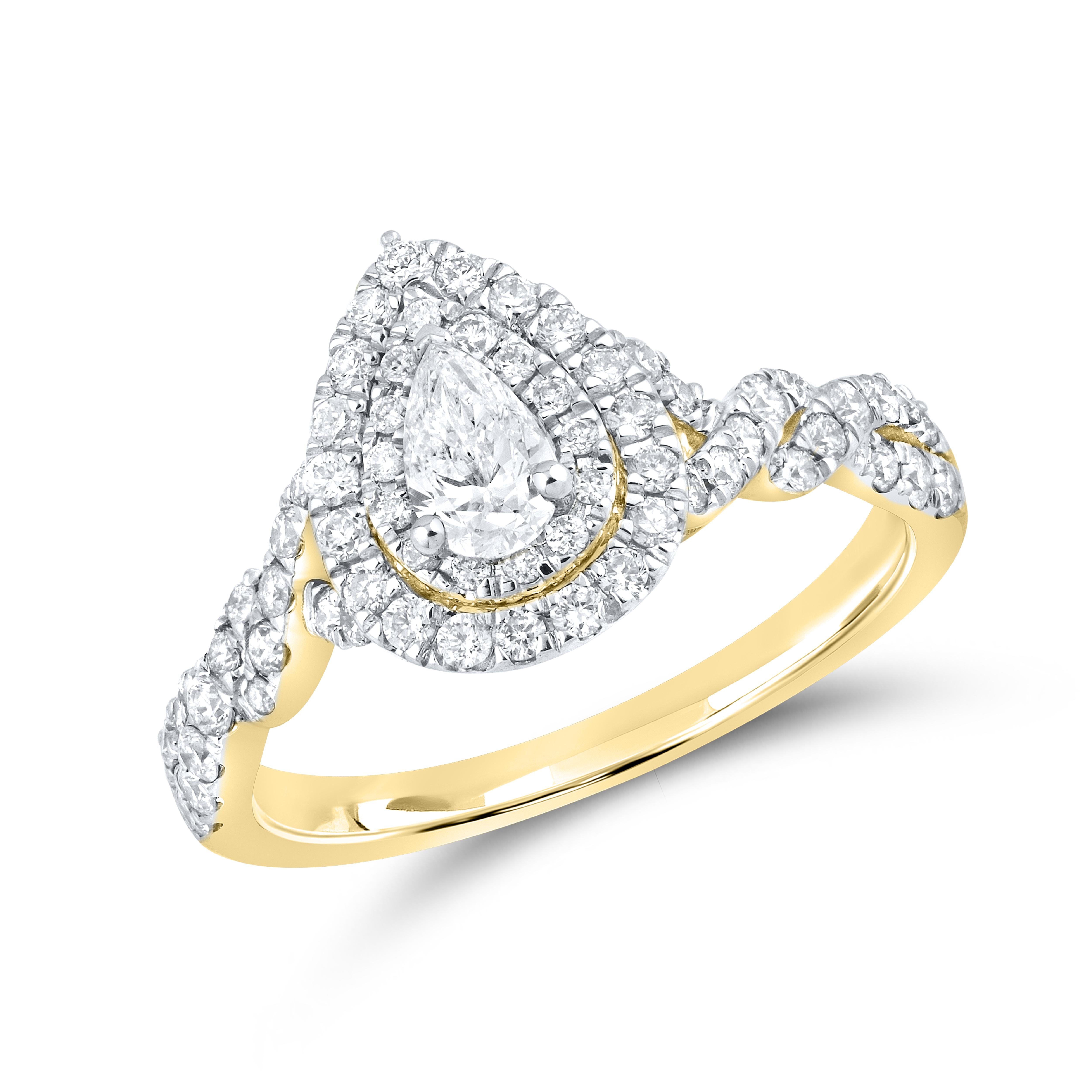 10KT YELLOW GOLD 1.03 CTW Pear Shape Bridal ring set