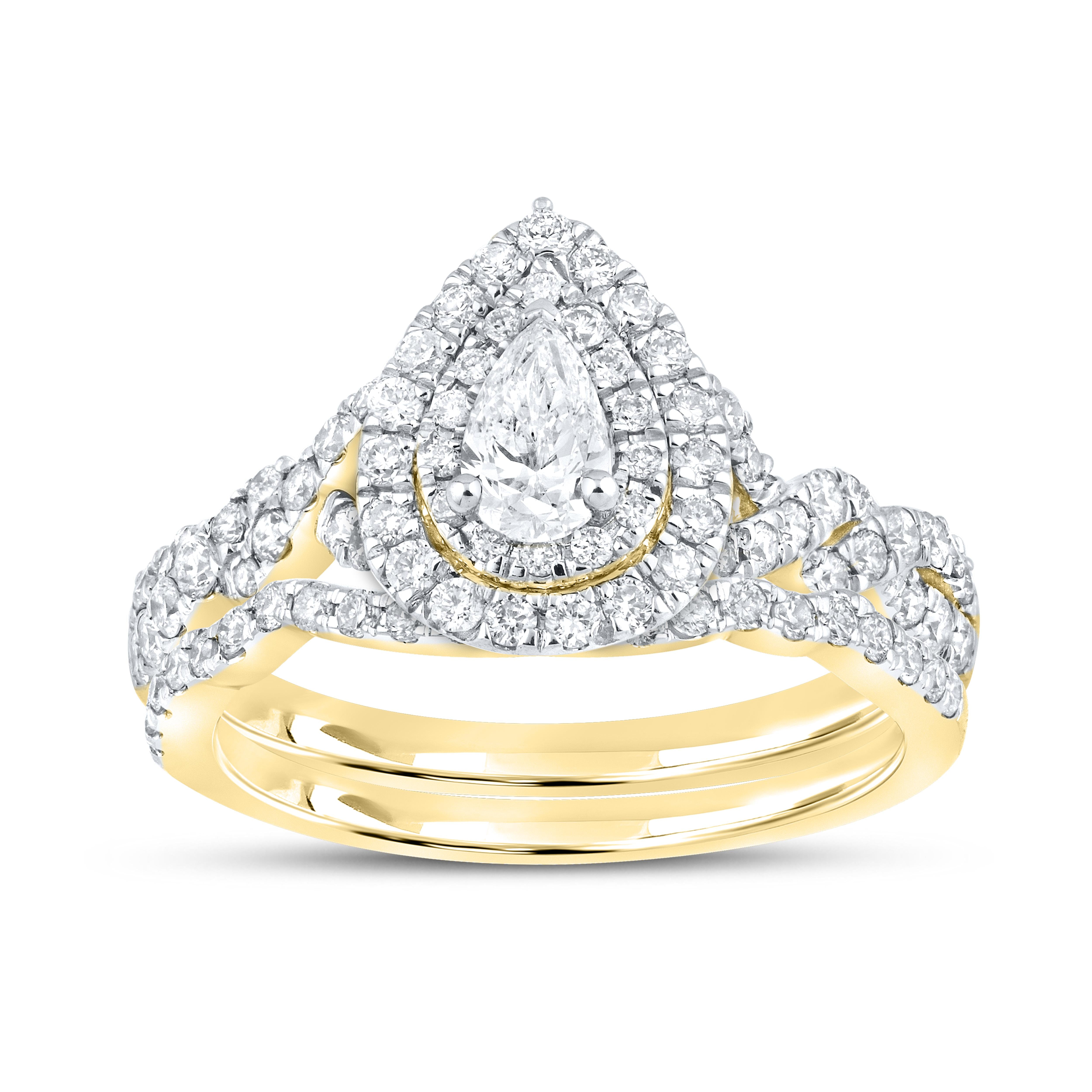 10KT YELLOW GOLD 1.03 CTW Pear Shape Bridal ring set