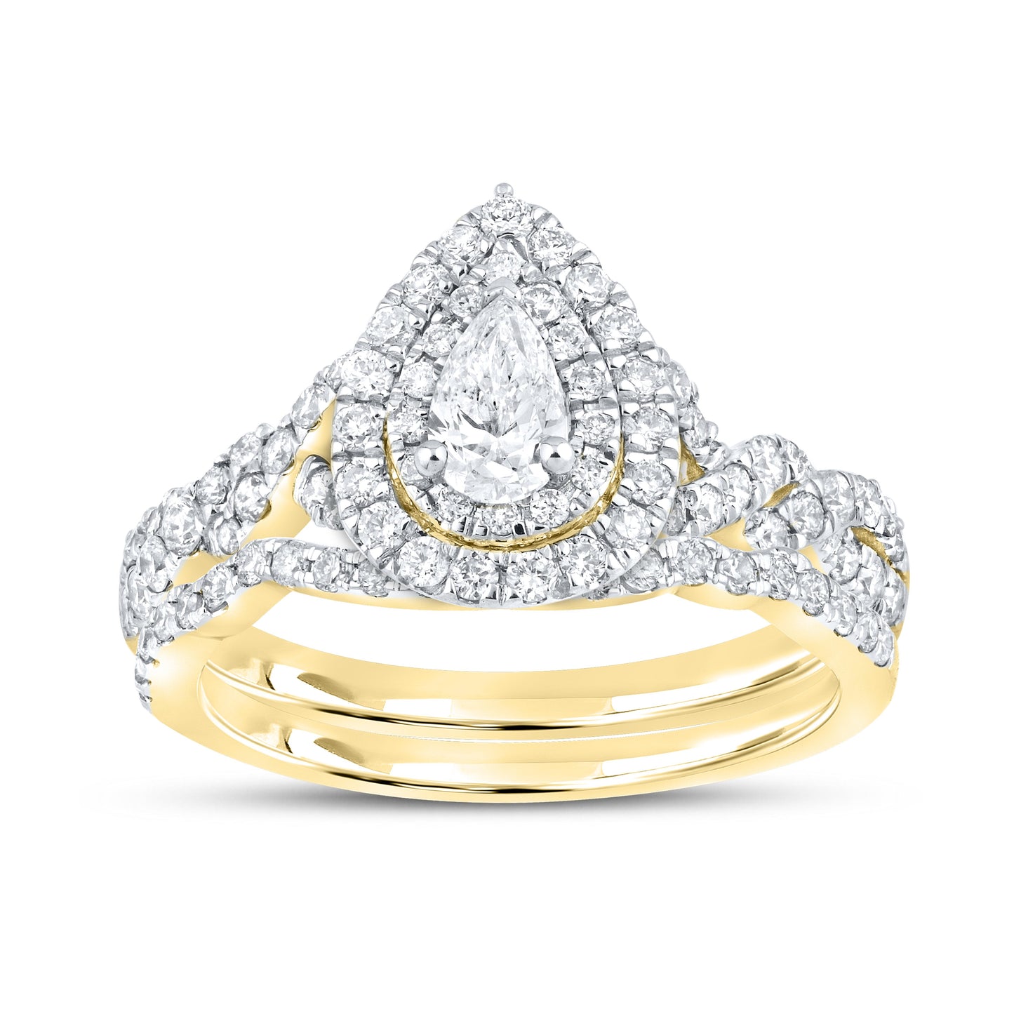 10k YELLOW GOLD 1.10 CTW Pear Shape Bridal ring set