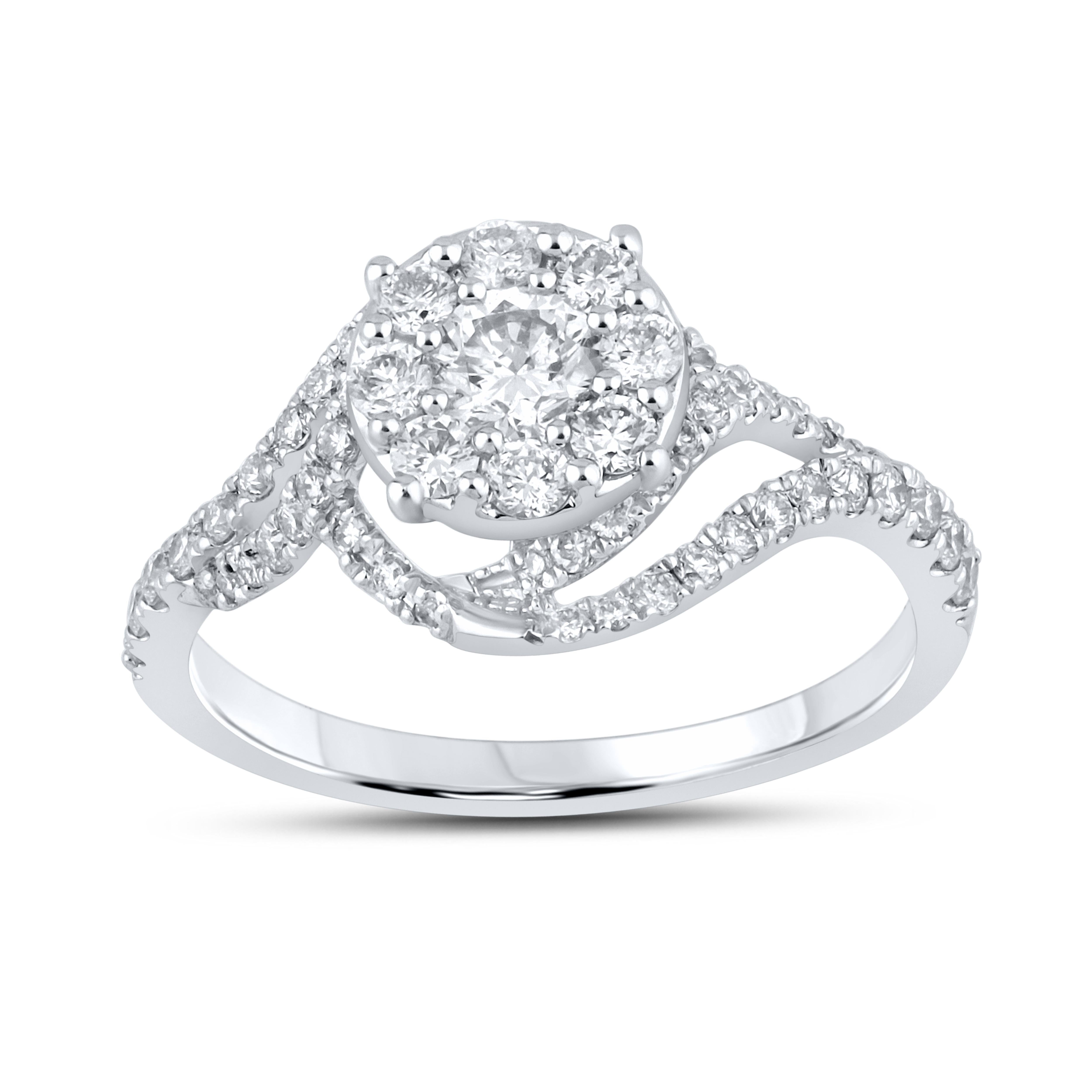 10kt White Gold 1.10 CTW Natural Diamond Bridal Ring Set