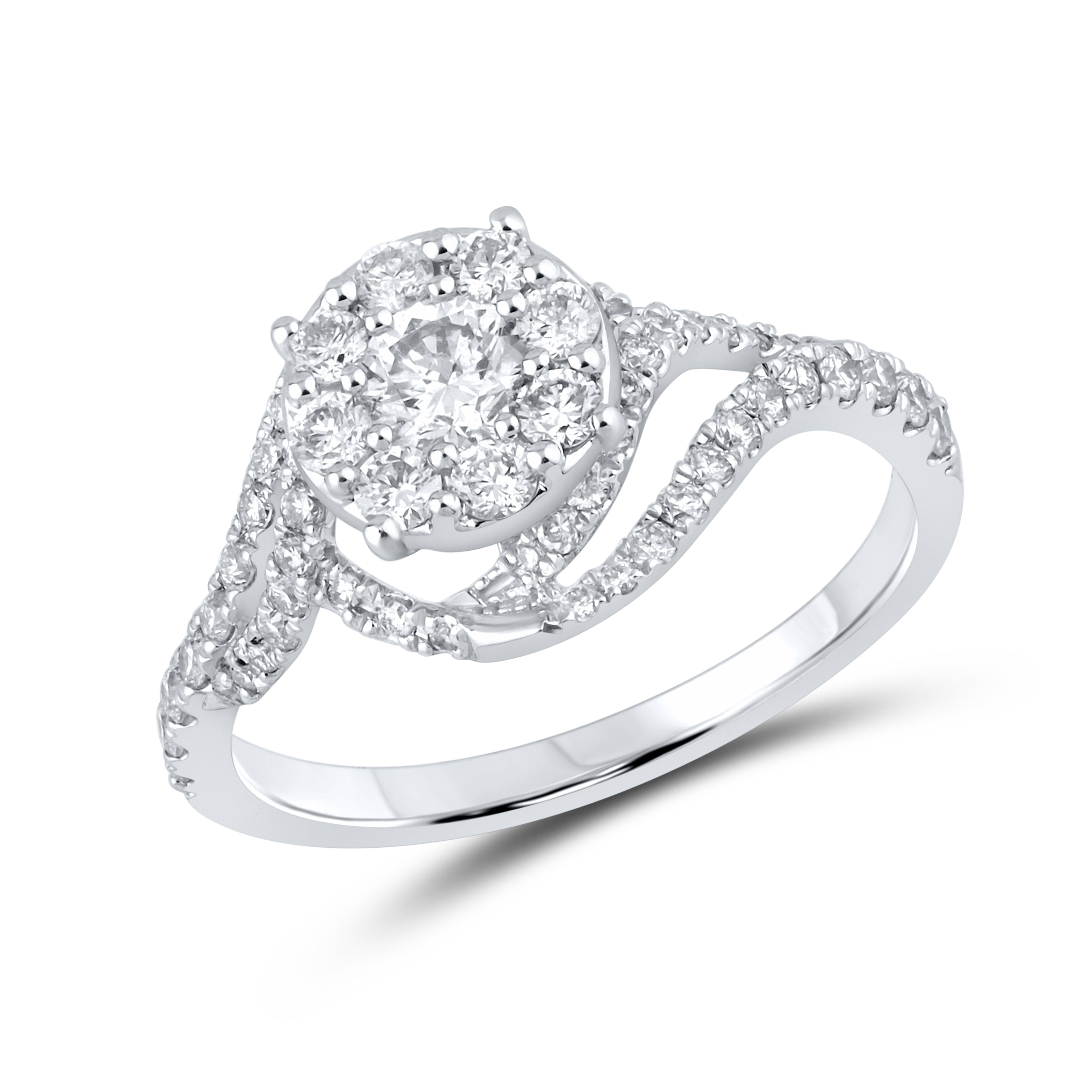 10kt White Gold 1.10 CTW Natural Diamond Bridal Ring Set