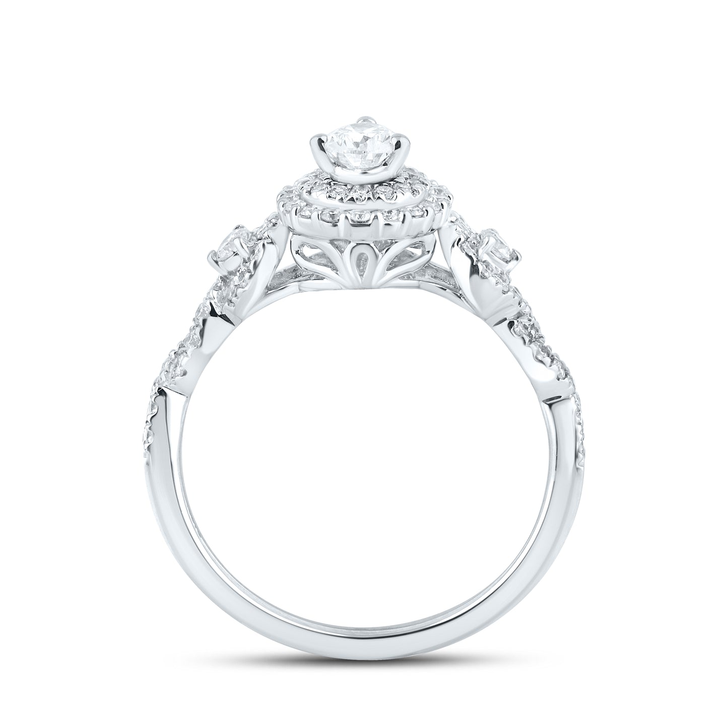 14kt White Gold Ring 1.00 CTW PEAR SHAPE Diamond Bridal Ring Set
