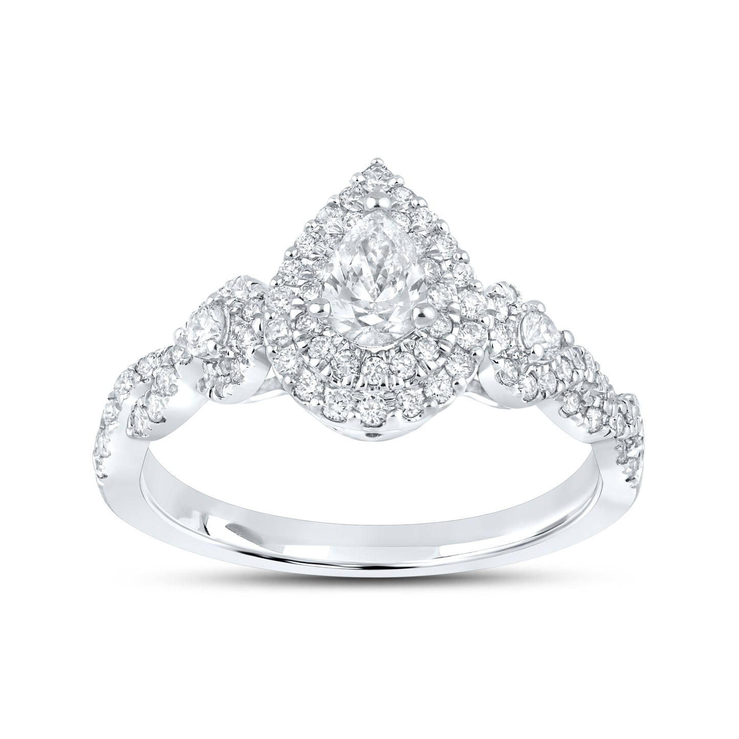 14kt White Gold Ring 1.00 CTW PEAR SHAPE Diamond Bridal Ring Set