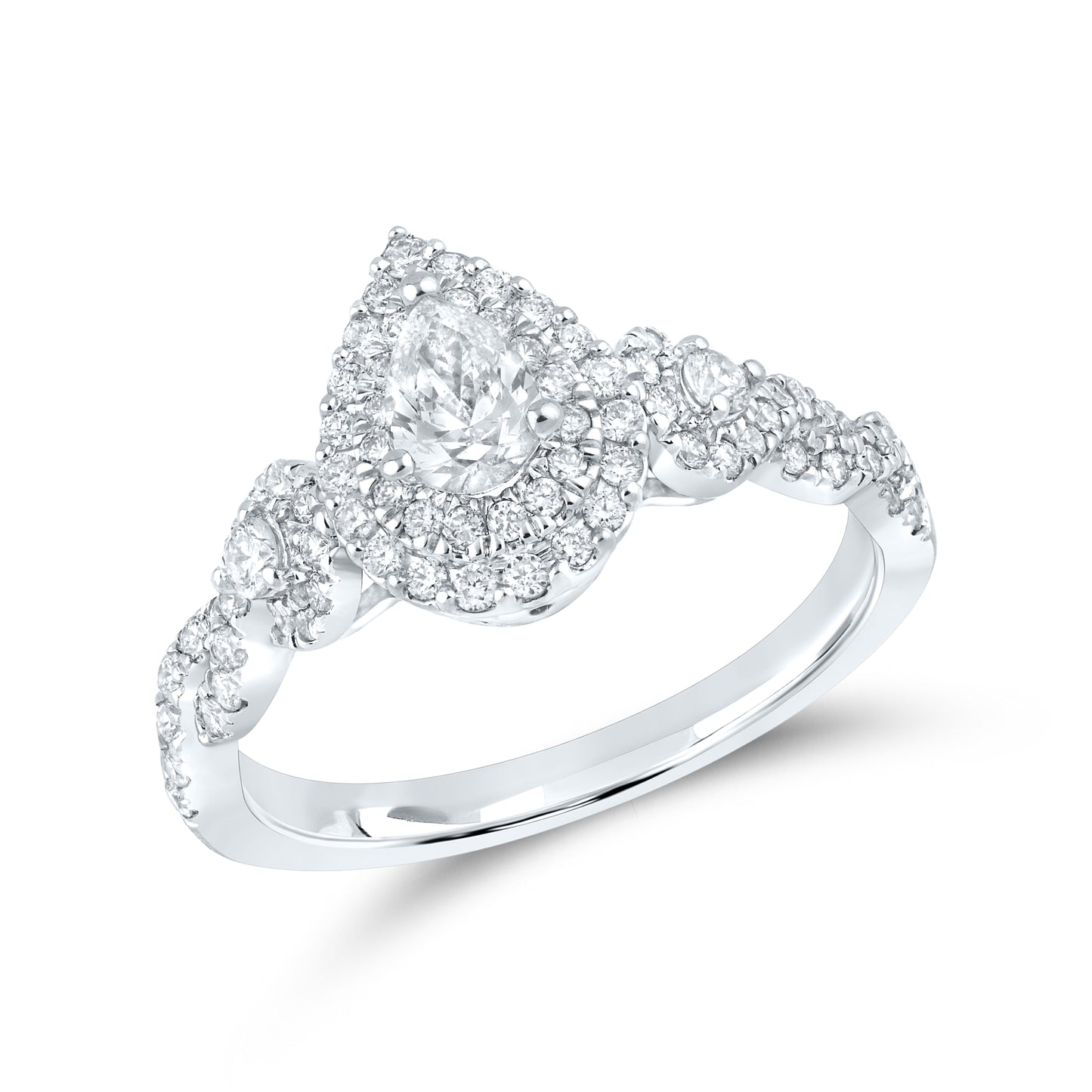 14kt White Gold Ring 1.00 CTW PEAR SHAPE Diamond Bridal Ring Set