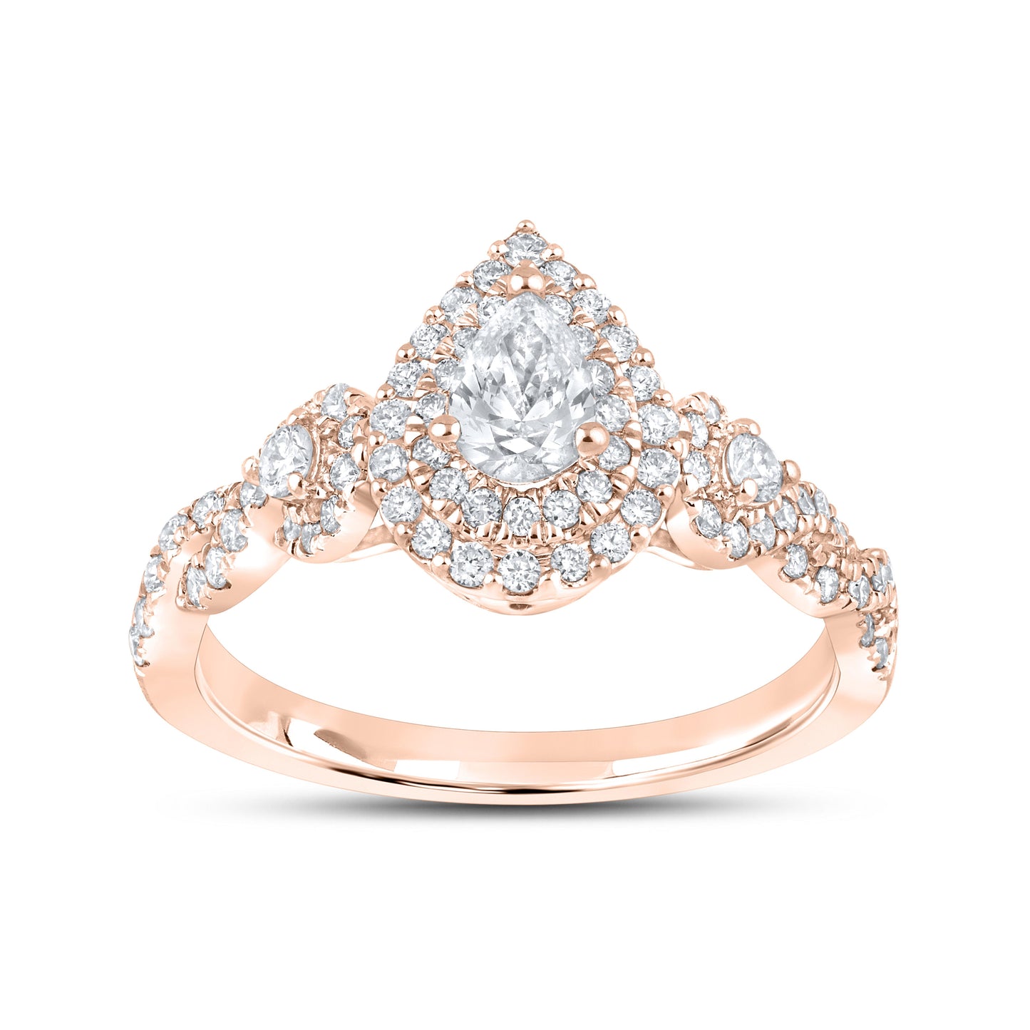 10kt Rose Gold Ring 1.00 CTW PEAR SHAPE Diamond Bridal Ring Set