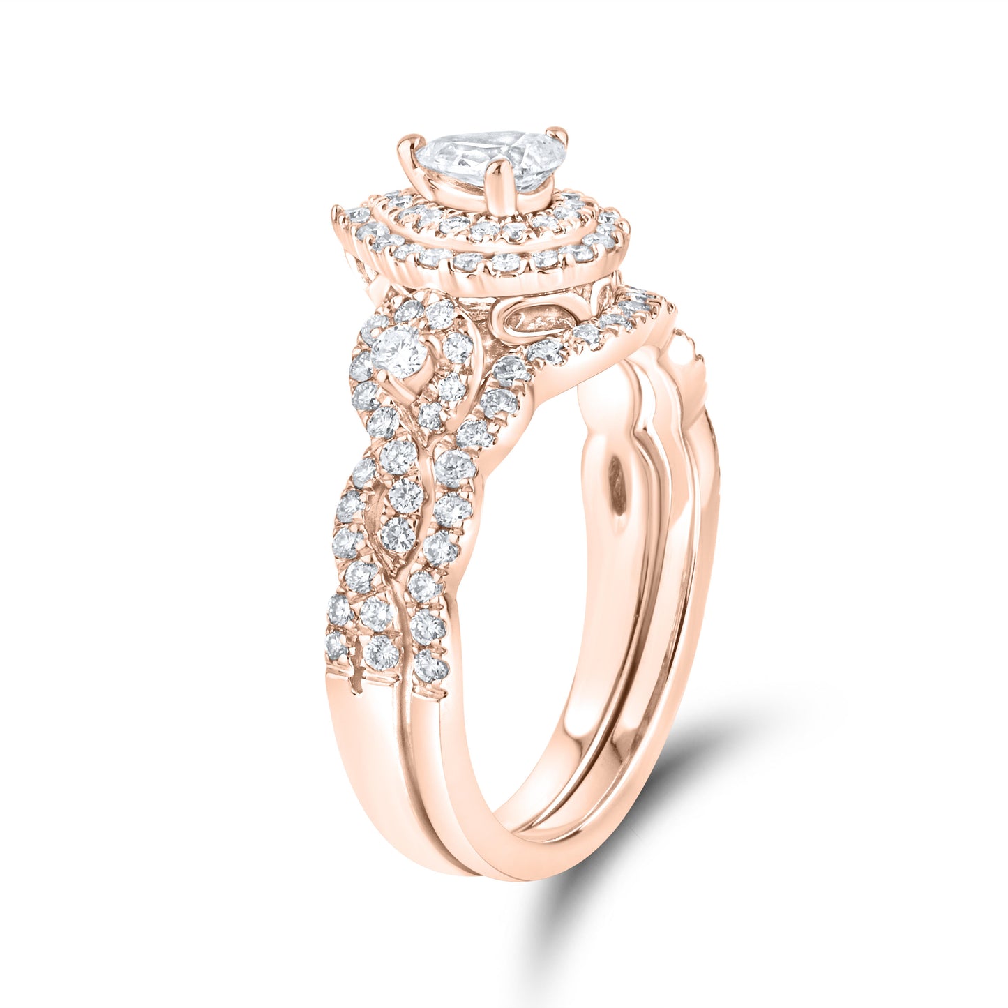 10kt Rose Gold Ring 1.00 CTW PEAR SHAPE Diamond Bridal Ring Set