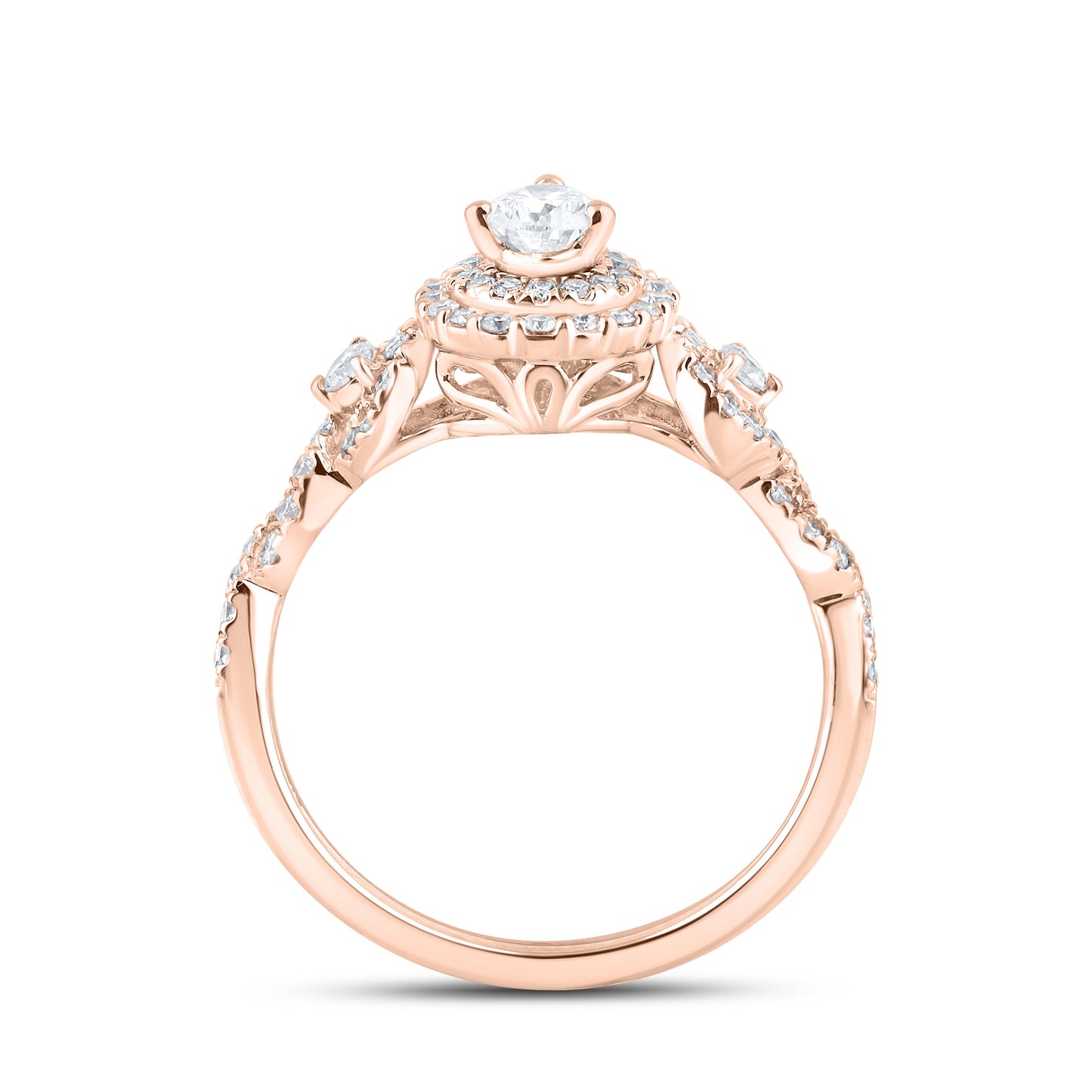 10kt Rose Gold Ring 1.00 CTW PEAR SHAPE Diamond Bridal Ring Set