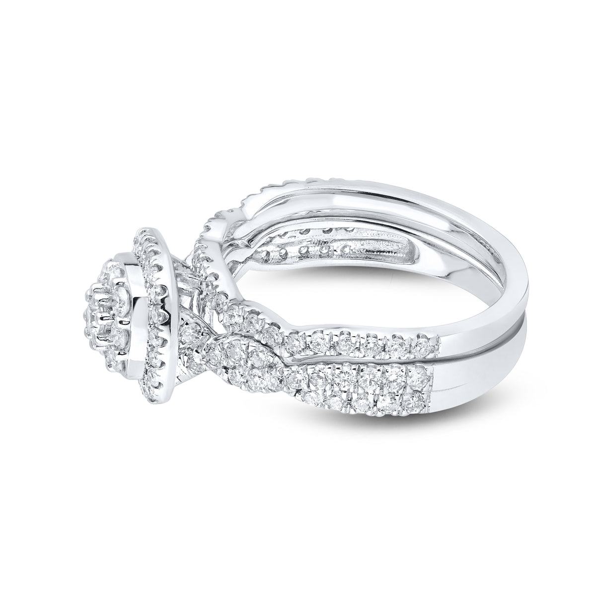 14kt White Gold 1.01 CTW Natural Diamond Bridal Ring Set