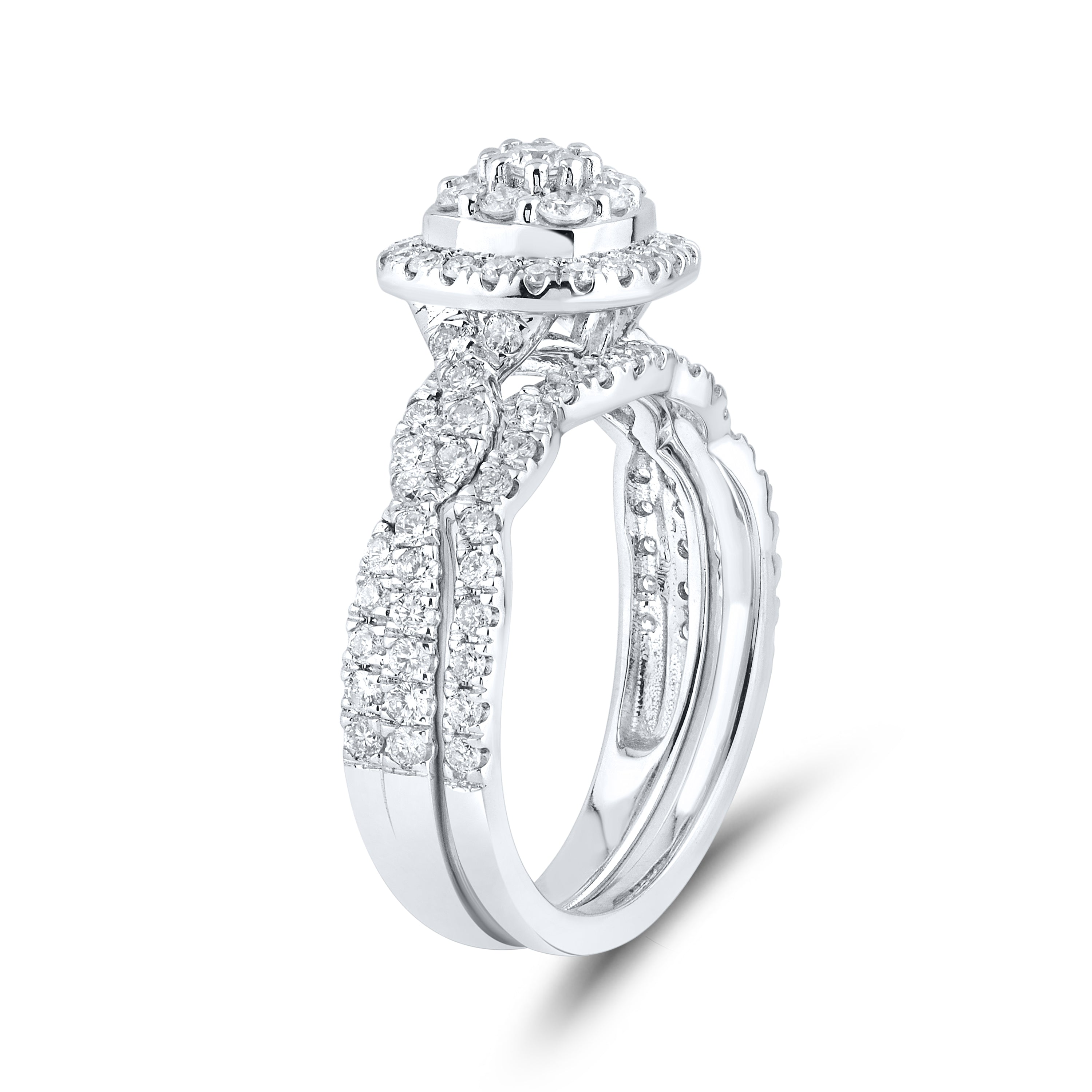 14kt White Gold 1.01 CTW Natural Diamond Bridal Ring Set