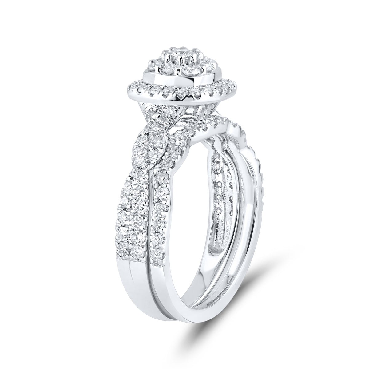 14kt White Gold 1.01 CTW Natural Diamond Bridal Ring Set