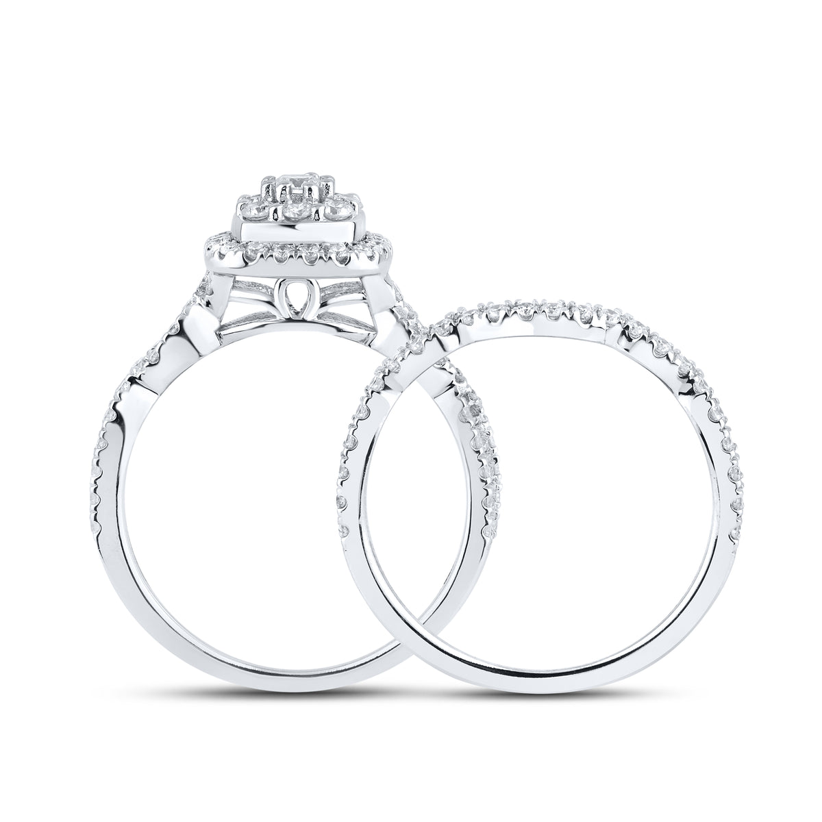 14kt White Gold 1.01 CTW Natural Diamond Bridal Ring Set