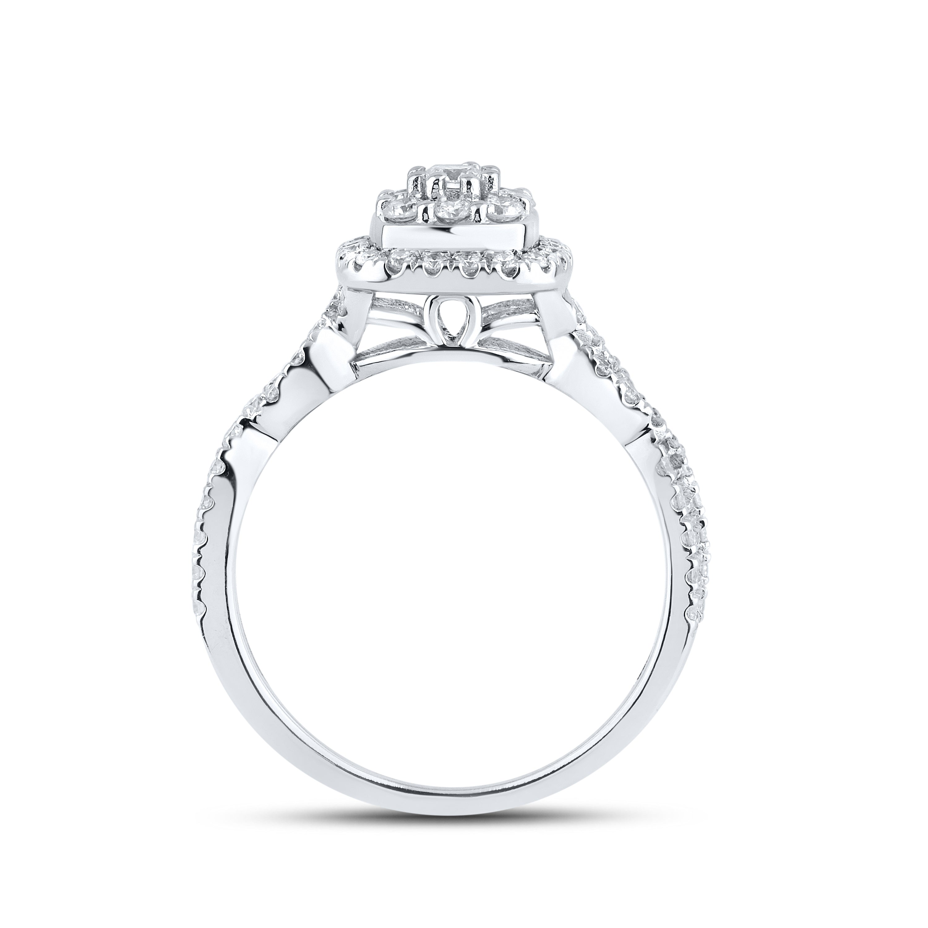 14kt White Gold 1.01 CTW Natural Diamond Bridal Ring Set