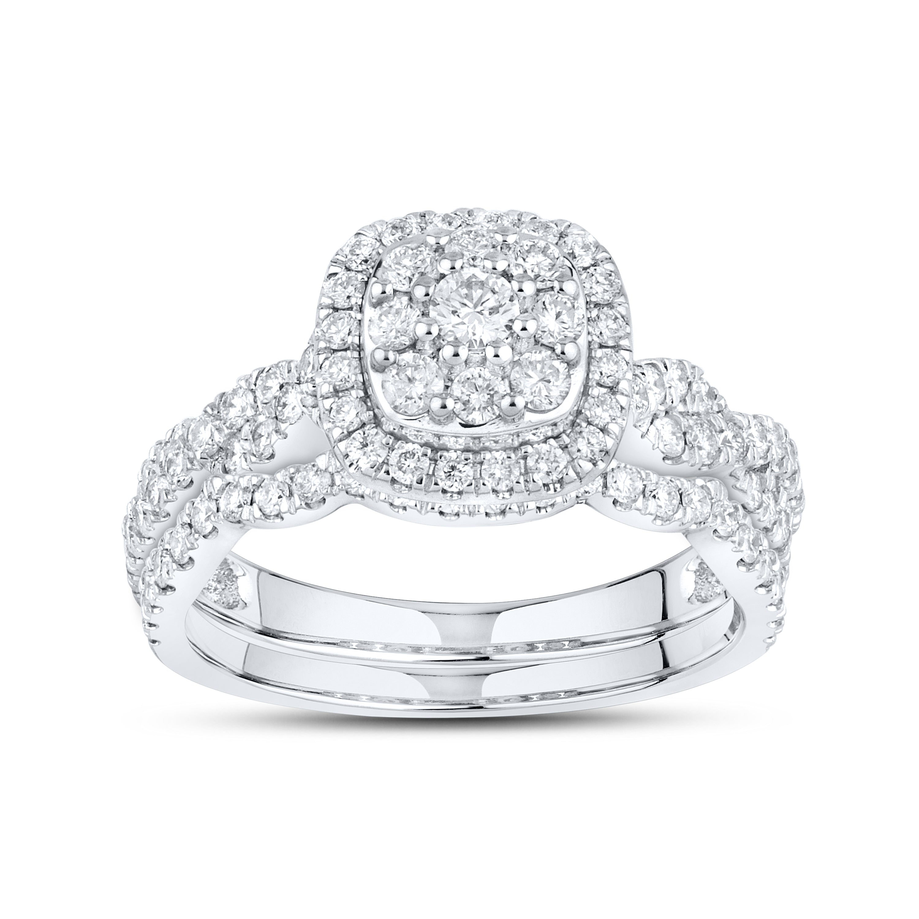 14kt White Gold 1.01 CTW Natural Diamond Bridal Ring Set