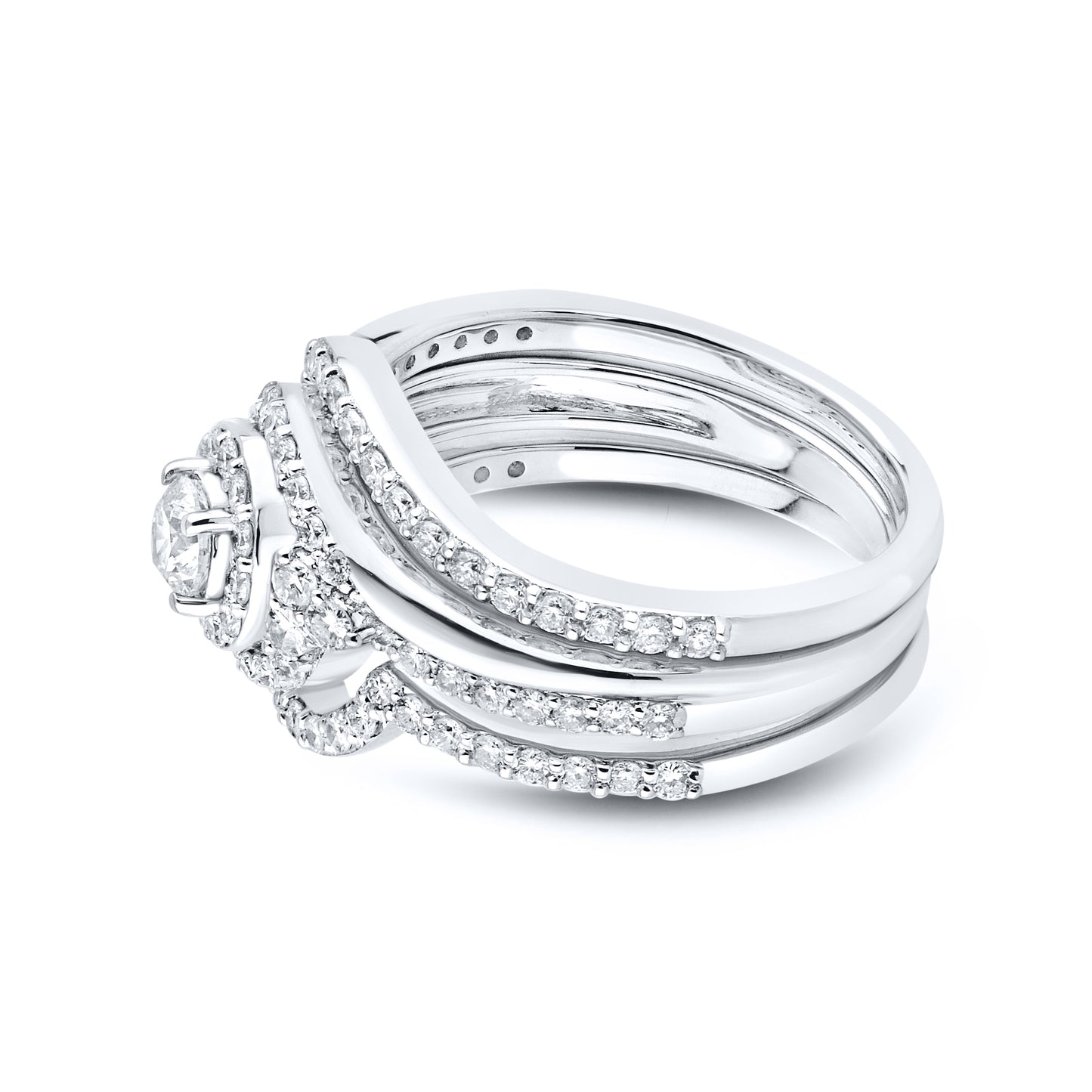 14kt White Gold 1.25 CTW Lab Diamond Engagement Ring Set