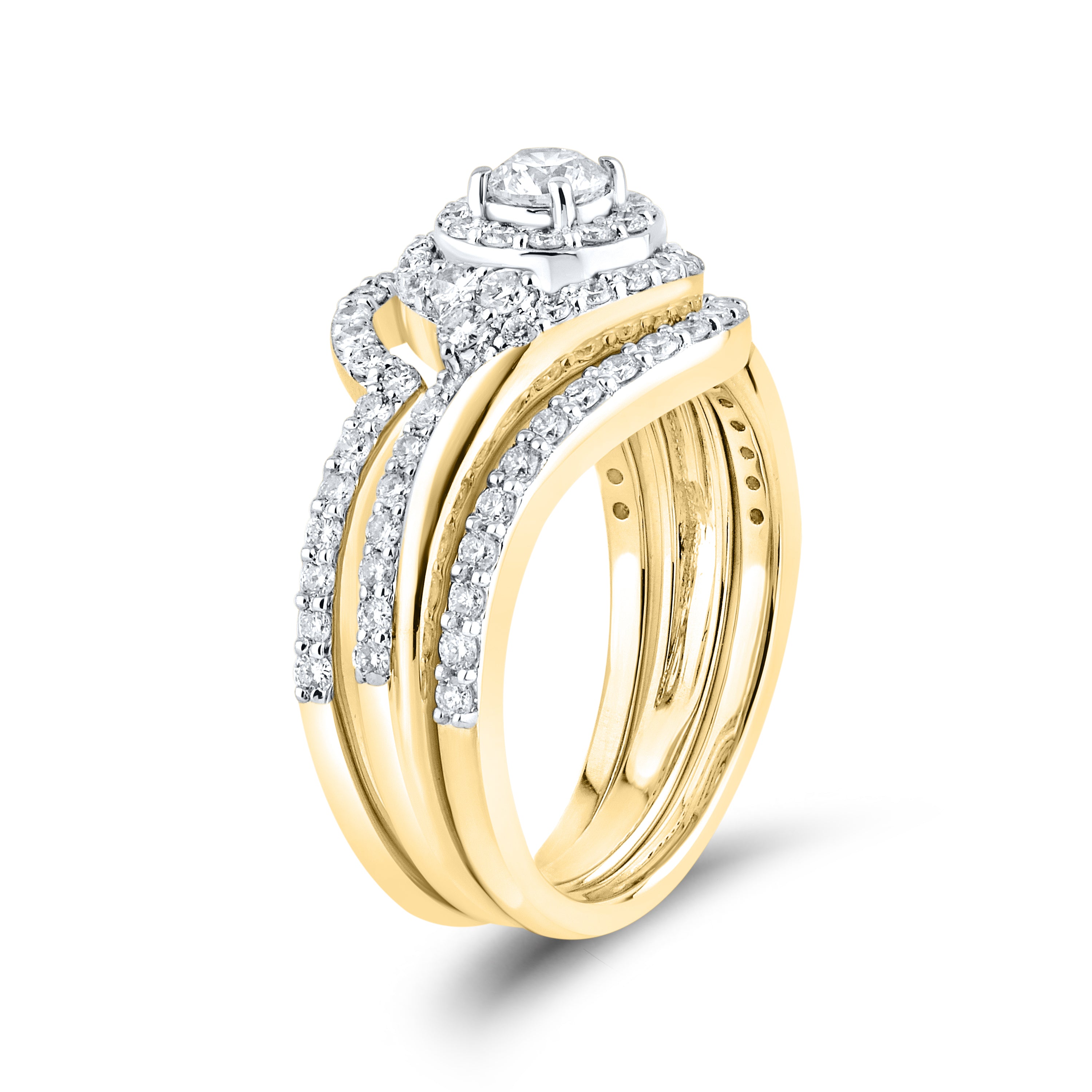 14K YELLOW GOLD NATURAL DIAMOND BRIDAL SET 1.14 CTW