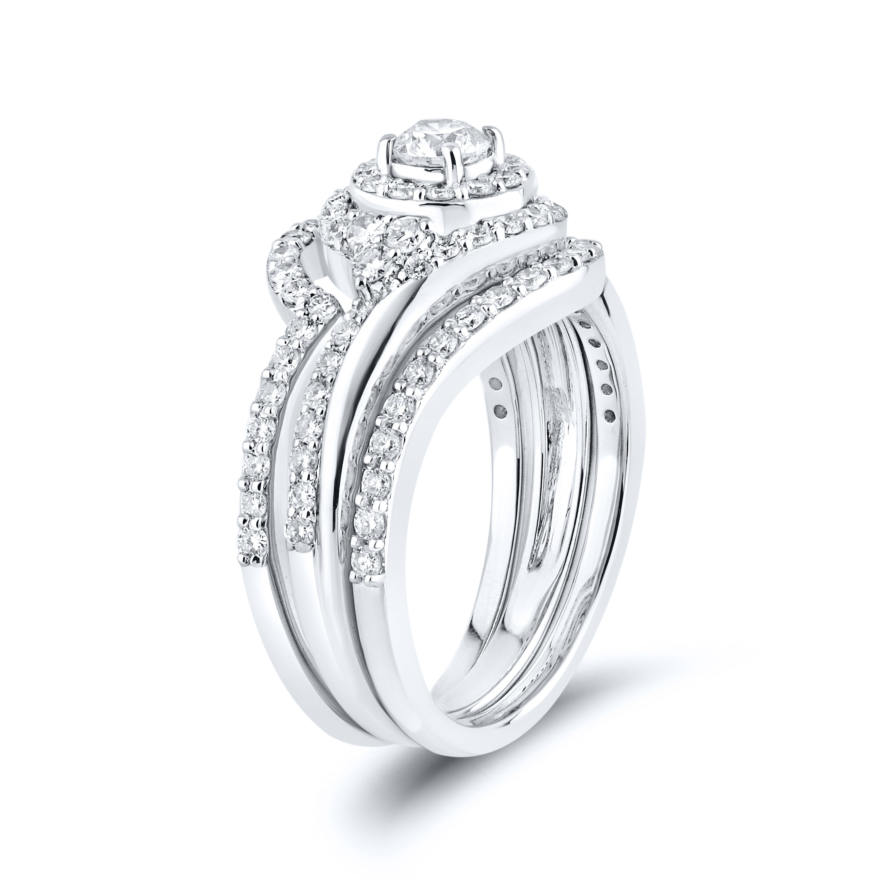 14kt White Gold 1.25 CTW Lab Diamond Engagement Ring Set