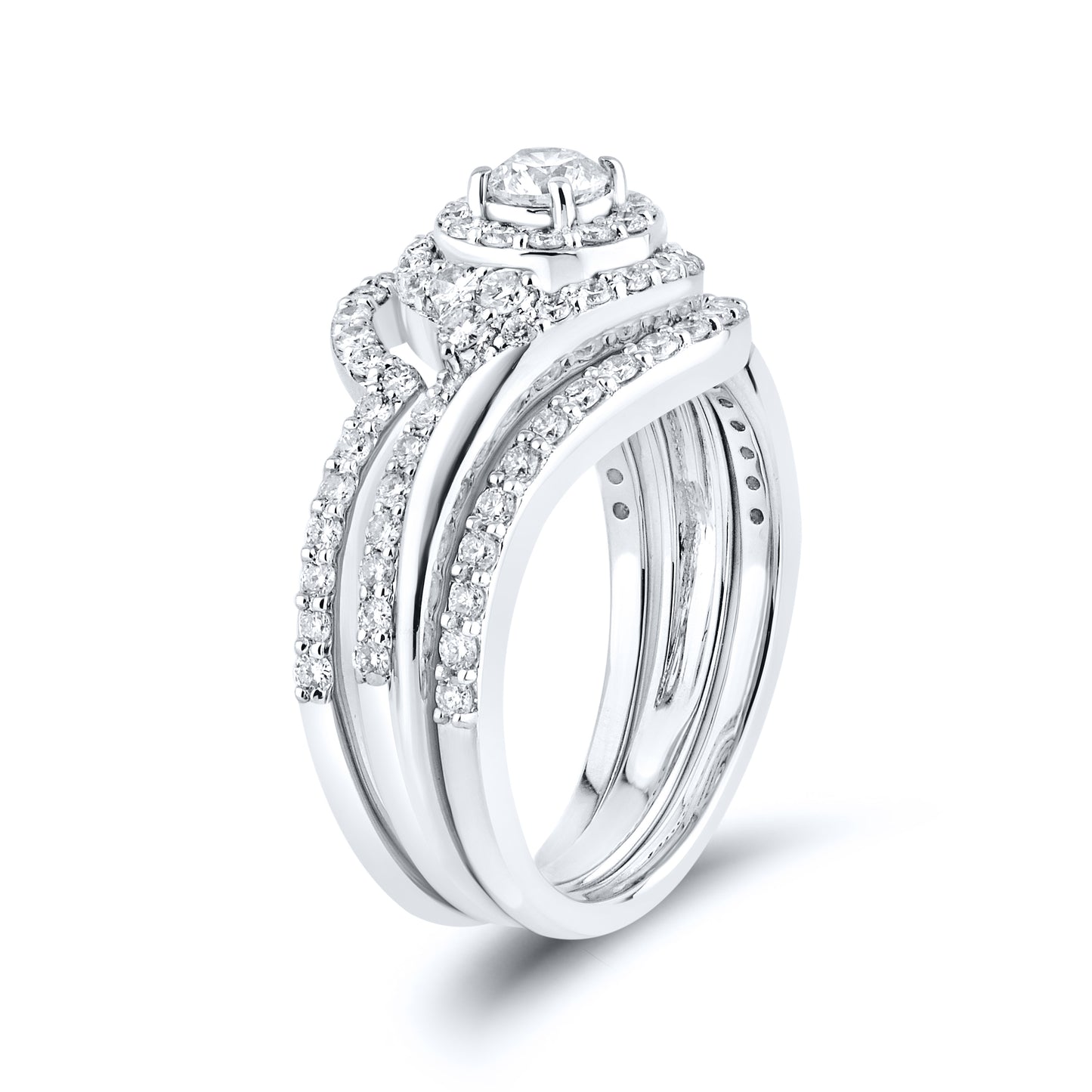 14kt White Gold 1.25 CTW Lab Diamond Engagement Ring Set