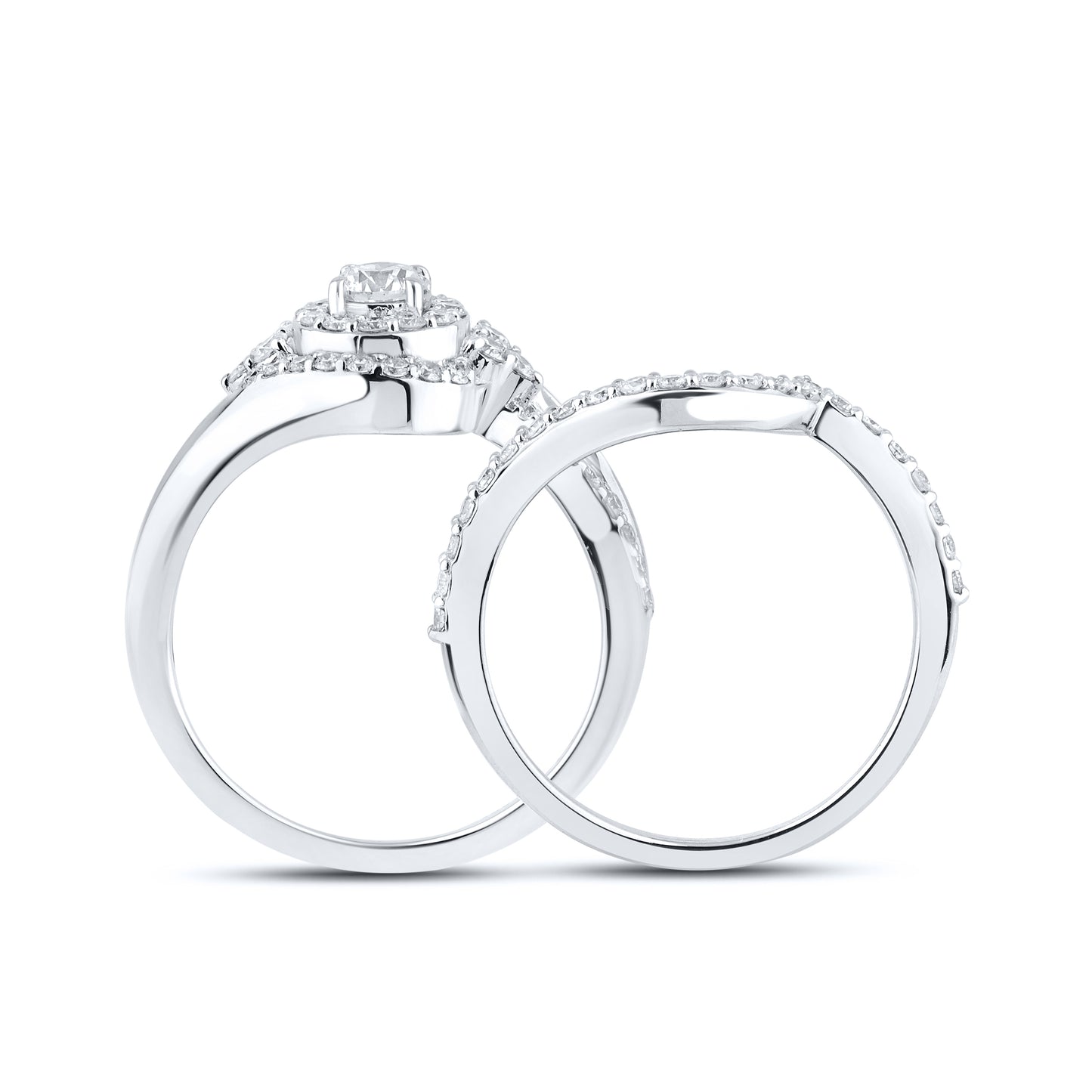 14kt White Gold 1.25 CTW Lab Diamond Engagement Ring Set